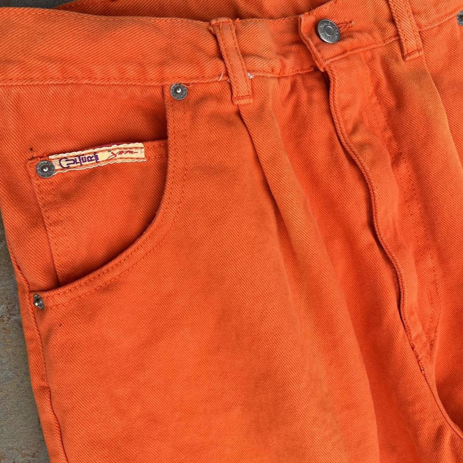Vintage Vintage 90s Orange Denim Pleated Jeans Size US 33 - 4 Thumbnail