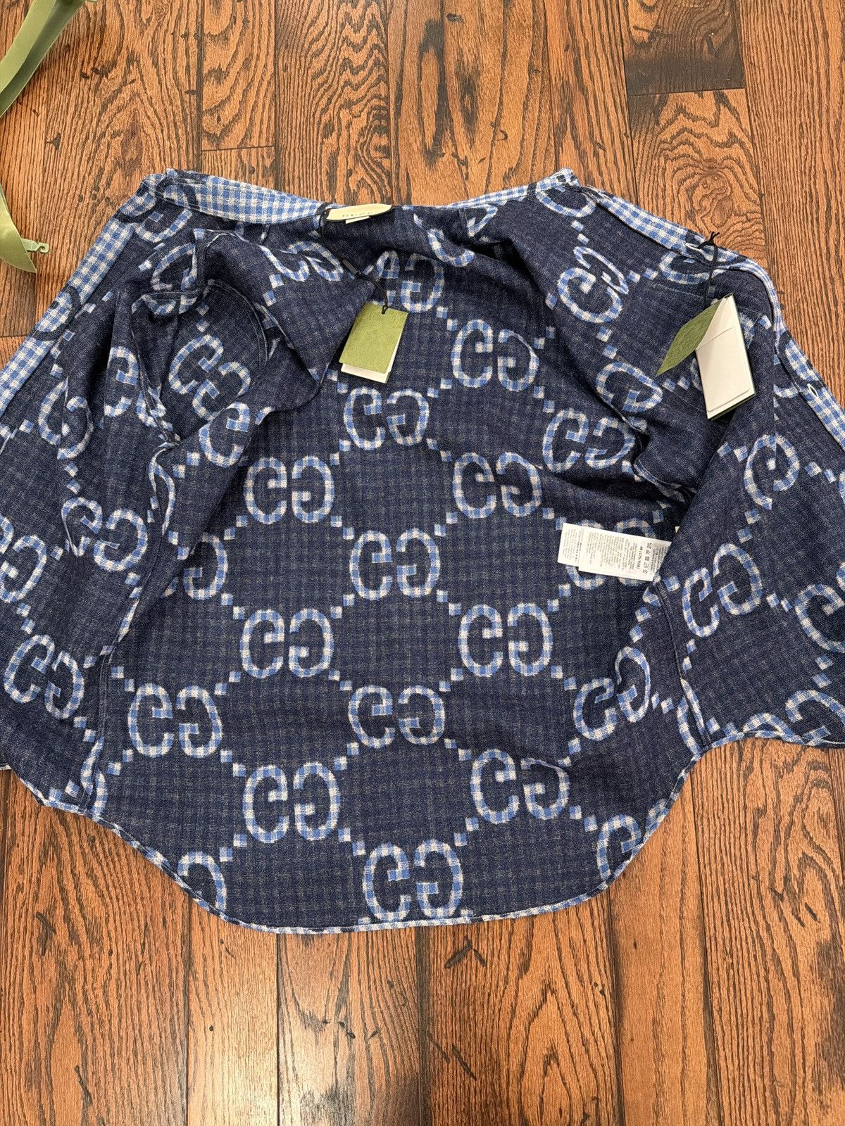 Gucci GUCCI MONOGRAM CHECK SHIRT AZURE/BLUE SS 2024 Size US M / EU 48-50 / 2 - 5 Thumbnail