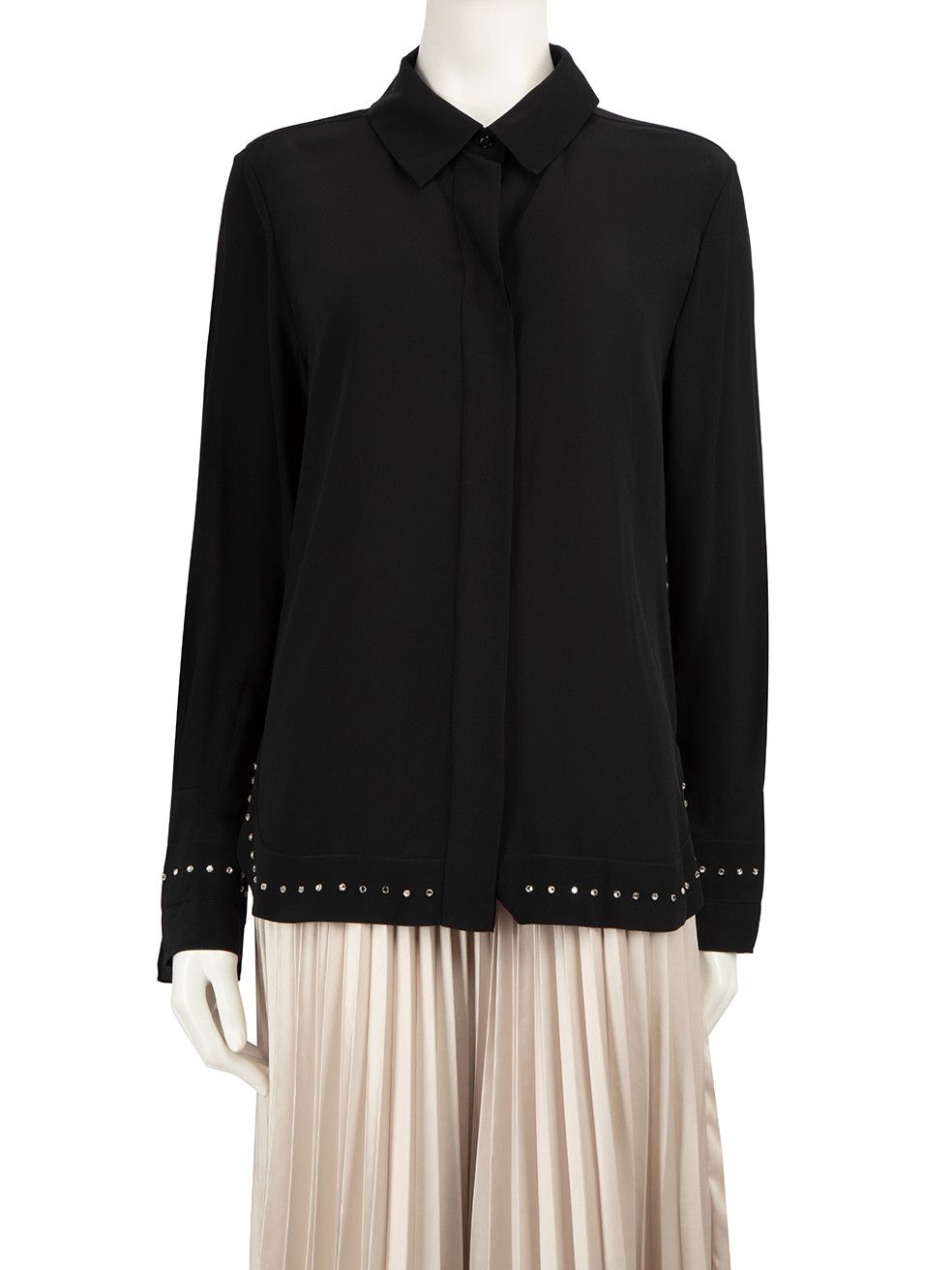 image of Chloe Black Silk Crystal Embellished Shirt, Women's (Size Medium)