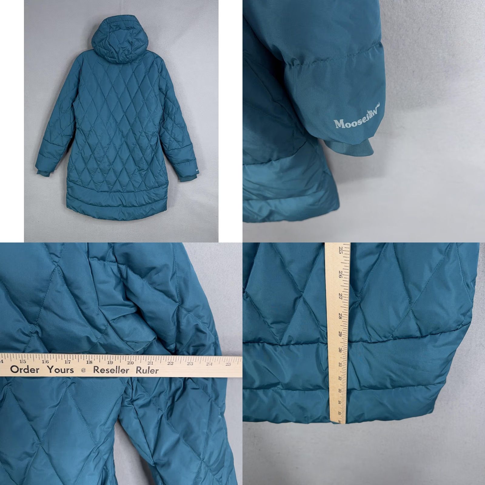 Vintage Moosejaw Coat Womens Large Blue Quilted Down Puffer Hooded Long Winter Jacket Size L / US 10 / IT 46 - 8 Thumbnail