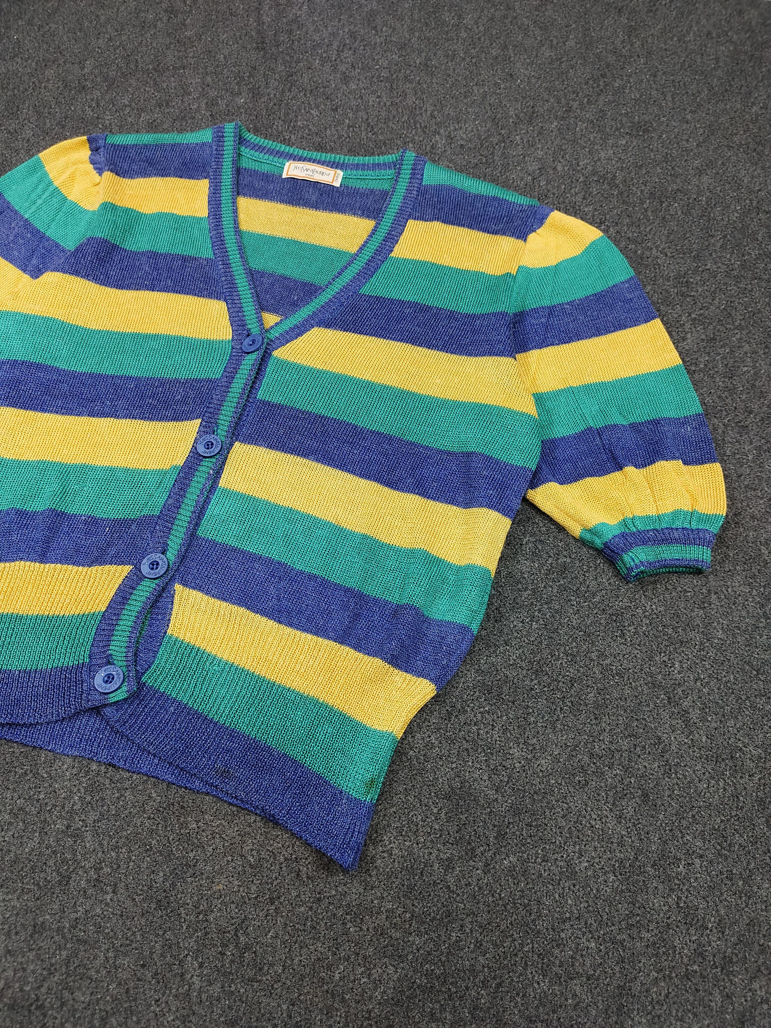 Yves Saint Laurent 80s Yves Saint Laurent Striped Short Cardigan Size M / US 6-8 / IT 42-44 - 6 Thumbnail
