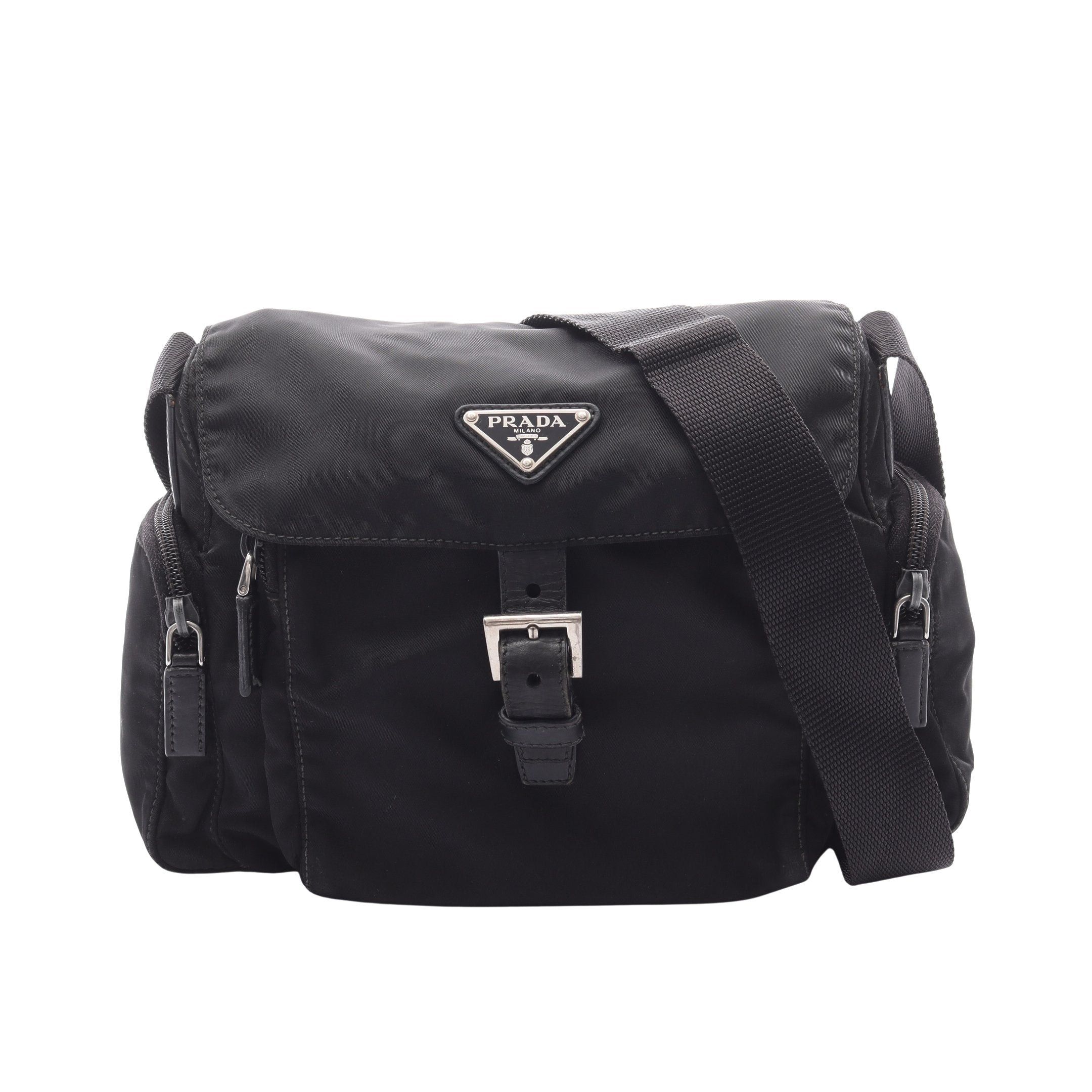 Prada Prada Tessuto Calf Shoulder Bag Nylon Leather Black Size ONE SIZE - 1 Thumbnail