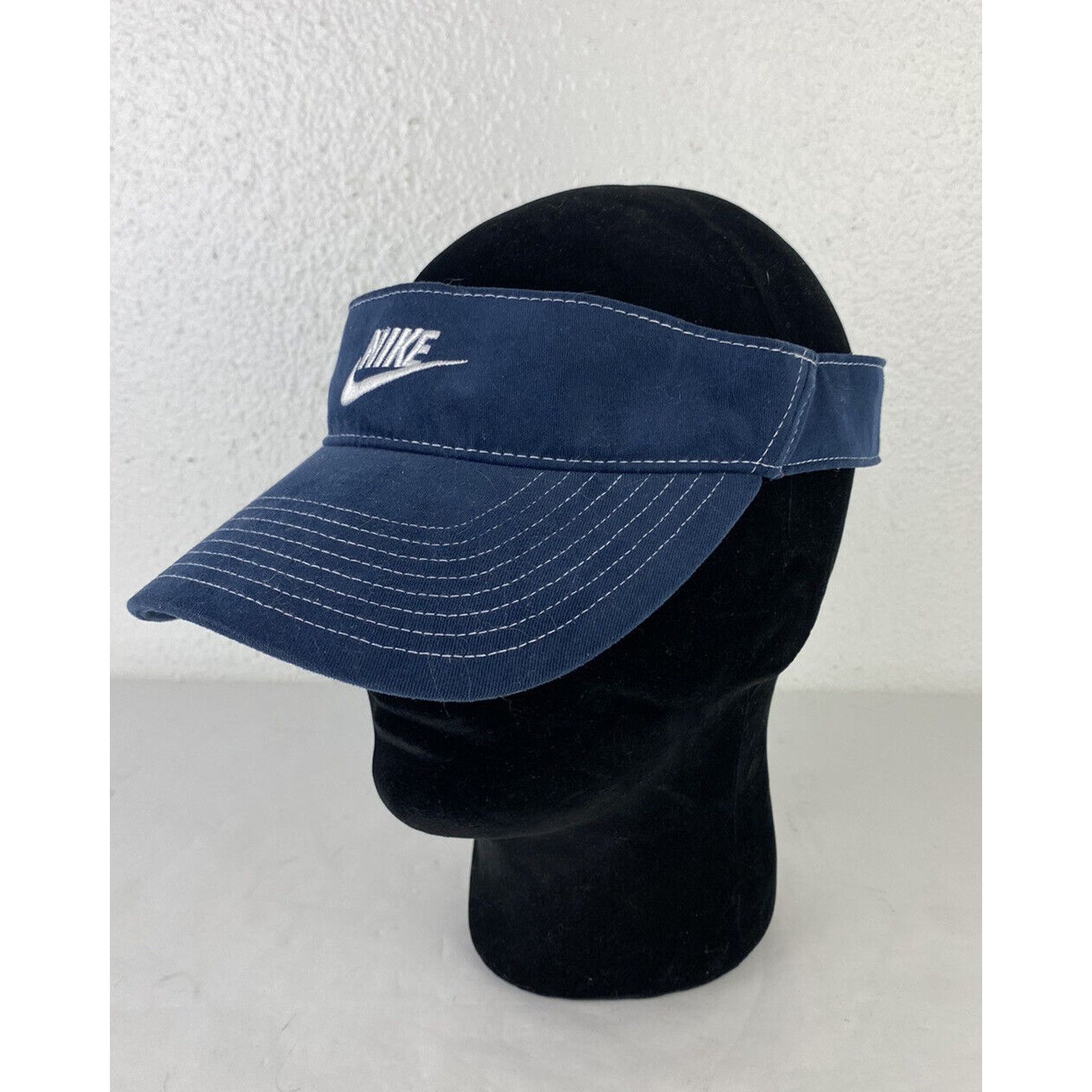 Nike Vtg 90’s Nike Visor Hat Swoosh Logo Blue White Embroidered Size ONE SIZE - 2 Thumbnail