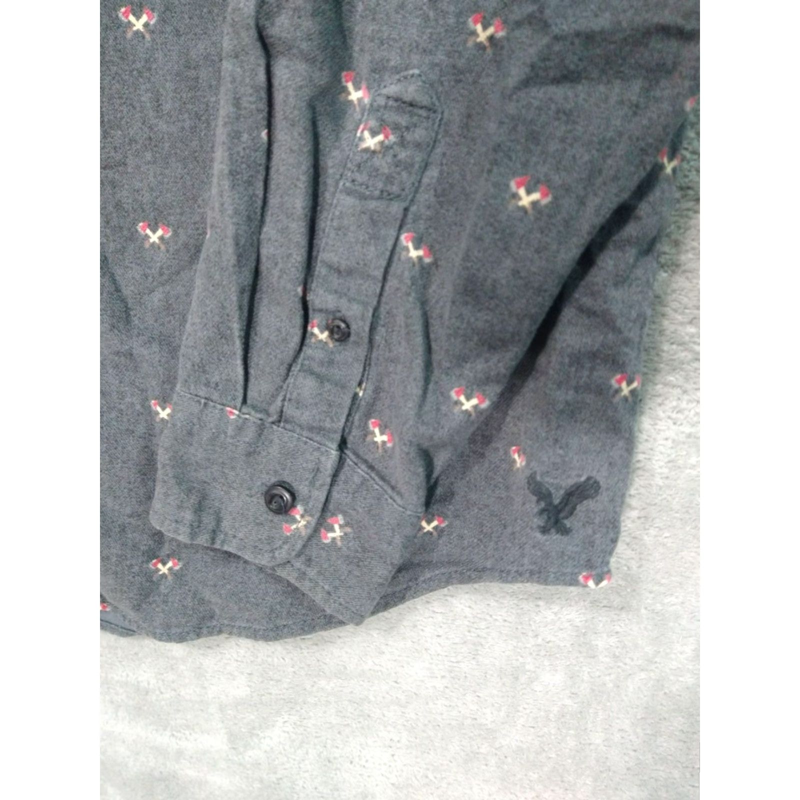 American Eagle Outfitters VINTAGE American Eagle Outfitters Shirt Mens Medium Gray Flannel Button-Down Long Sleeve Cotton Size US M / EU 48-50 / 2 - 3 Thumbnail