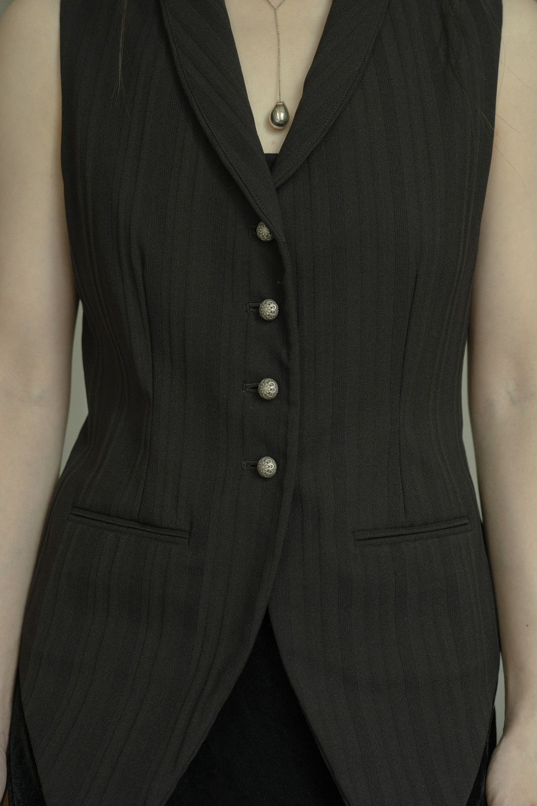 Romeo Gigli Romeo Gigli AW1996 Striped Tail Vest with Silver Buttons Size S / US 4 / IT 40 - 2 Thumbnail