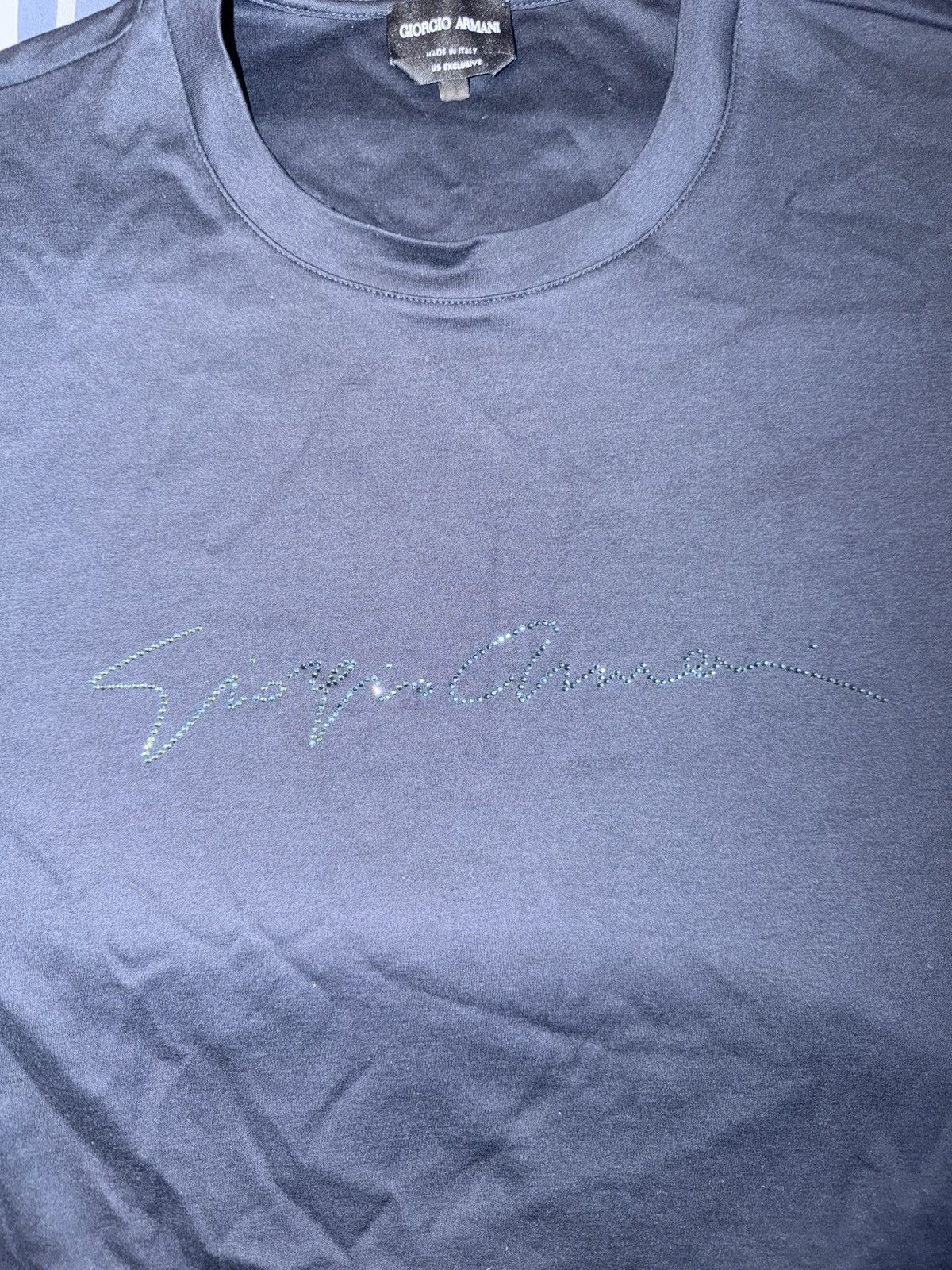 Giorgio Armani Embroidered Navy Blue T shirt size 42(52IT)