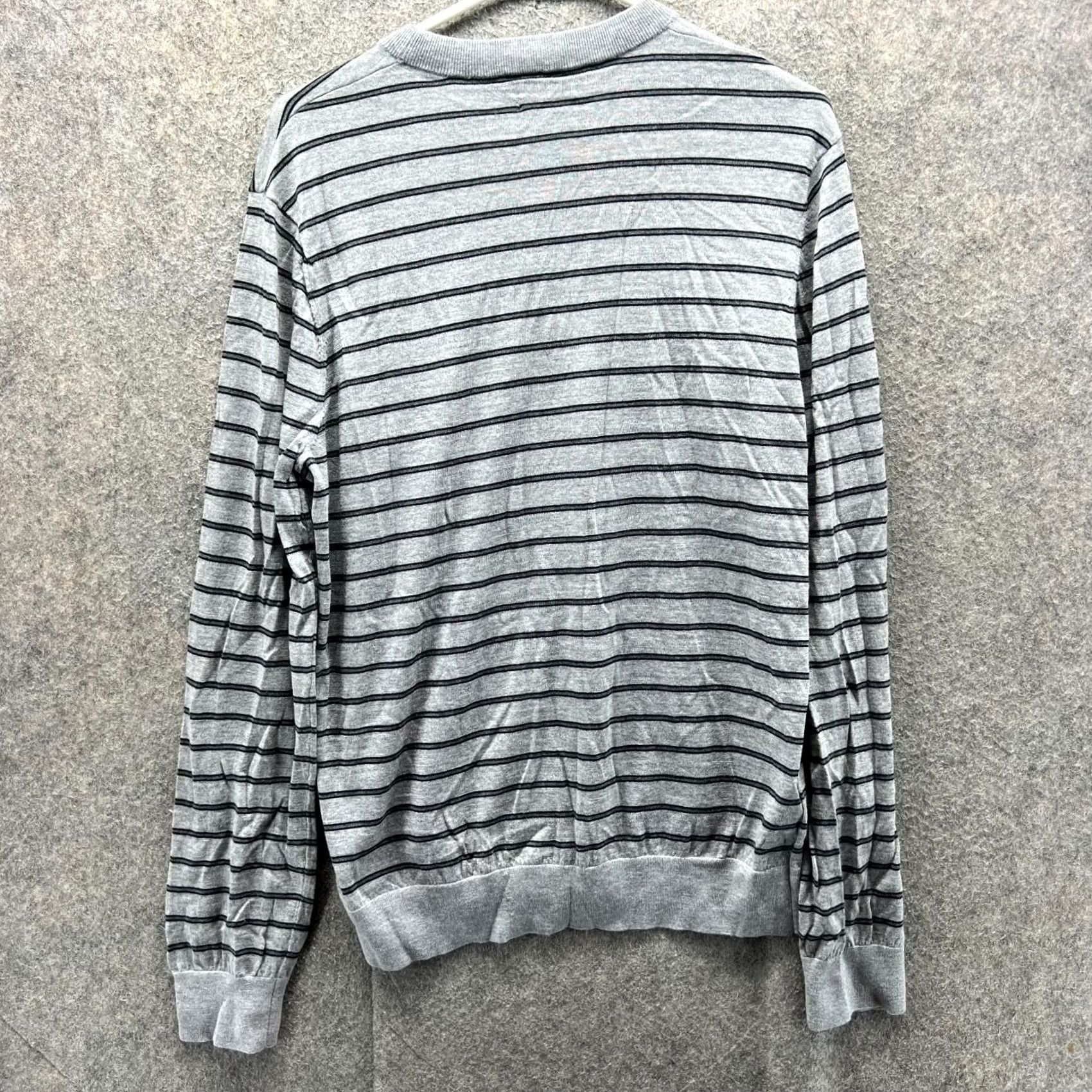 Theory Theory Sweater Mens XL Gray Black Striped Crewneck Wool Fleece Vintage Extra Size US XL / EU 56 / 4 - 2 Thumbnail