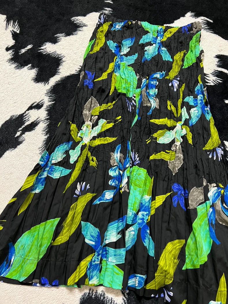 Issey Miyake Issey Miyake size:L Green plant pleated skirt Size 22" - 3 Thumbnail