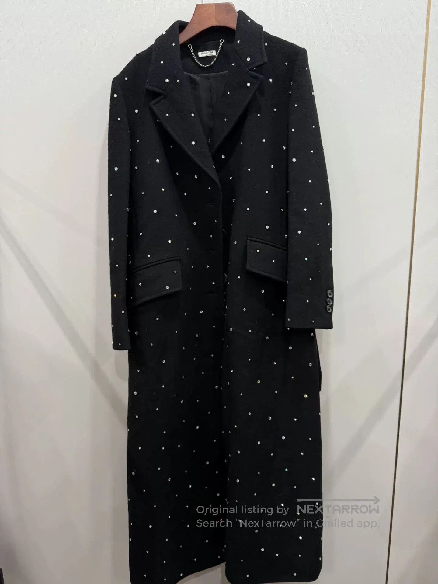 Miu Miu Miumiu Black Polka Dot Long Coat. Size M / US 6-8 / IT 42-44 - 1 Thumbnail