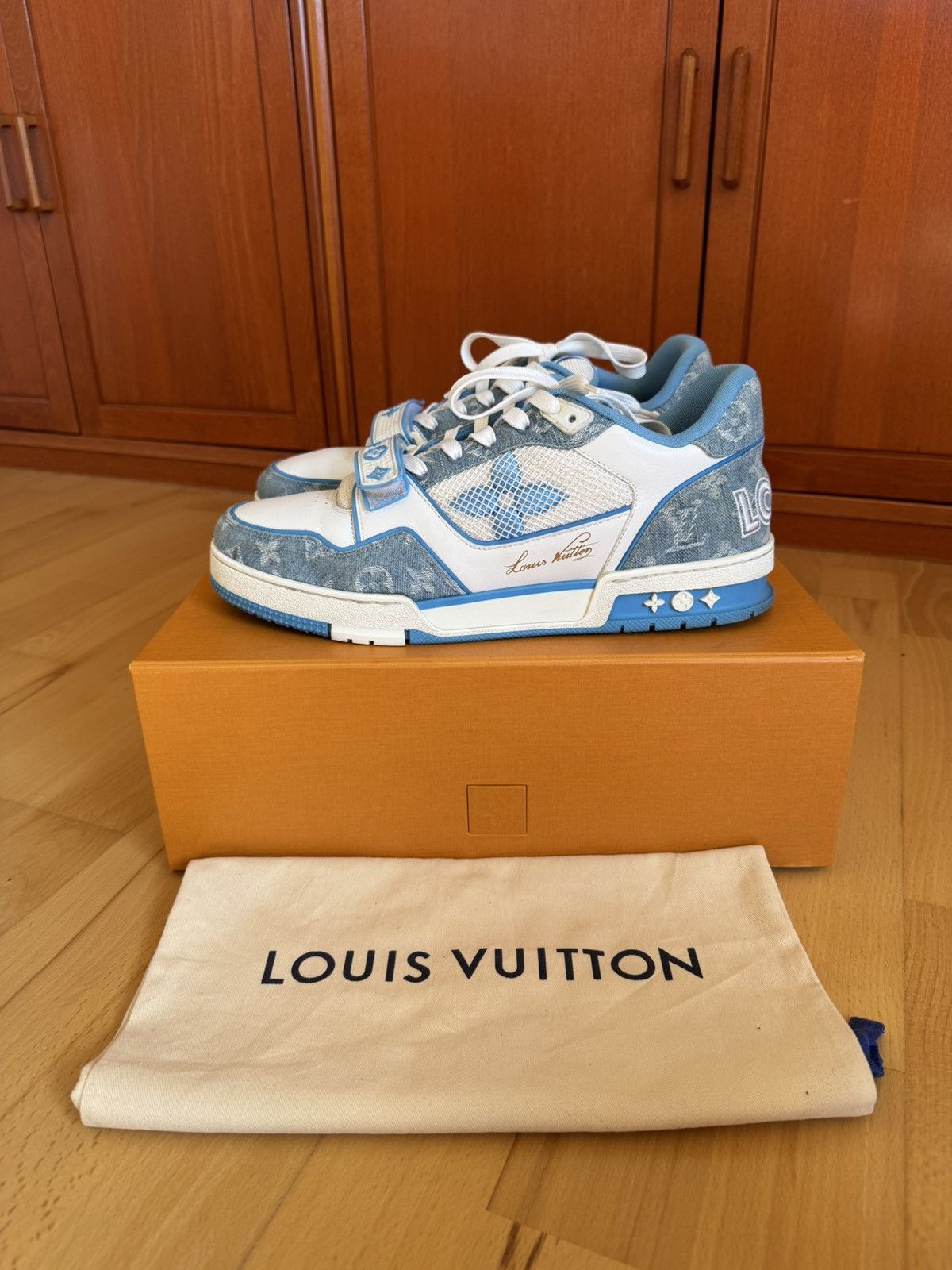 Louis Vuitton Louis Vuitton LV Trainer Velcro Strap Blue Denim Size US 10.5 / EU 43-44 - 1 Thumbnail