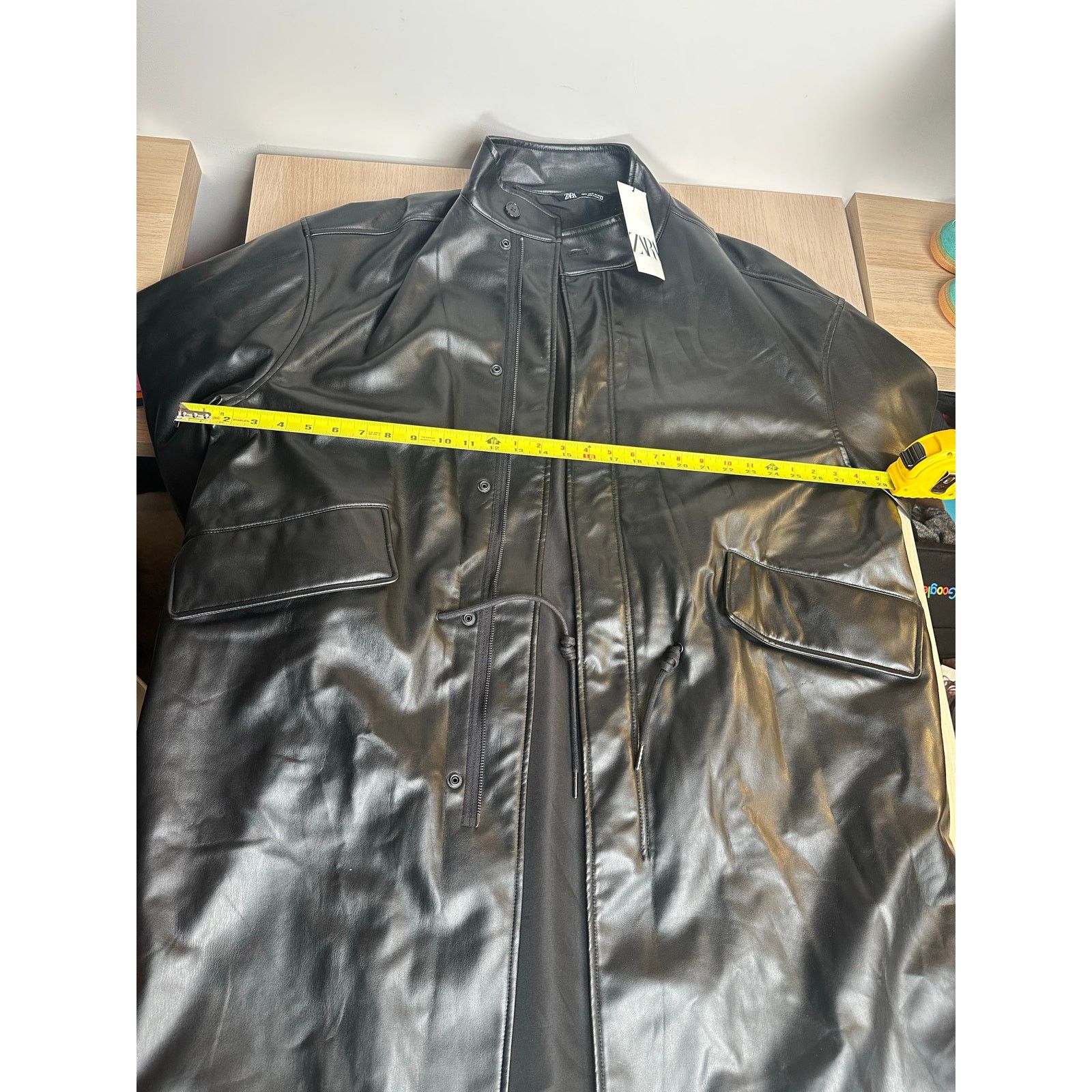Zara Zara Black Long Leather Jacket - Size M - New Size M / US 6-8 / IT 42-44 - 3 Thumbnail