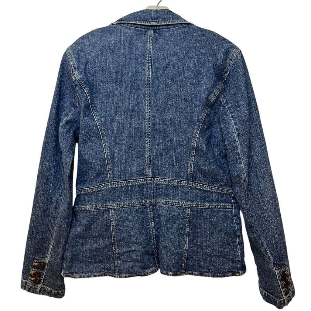Vintage Y2K New York & Company Denim Jean Collared Fitted Jacket 8 M Size M / US 6-8 / IT 42-44 - 5 Thumbnail