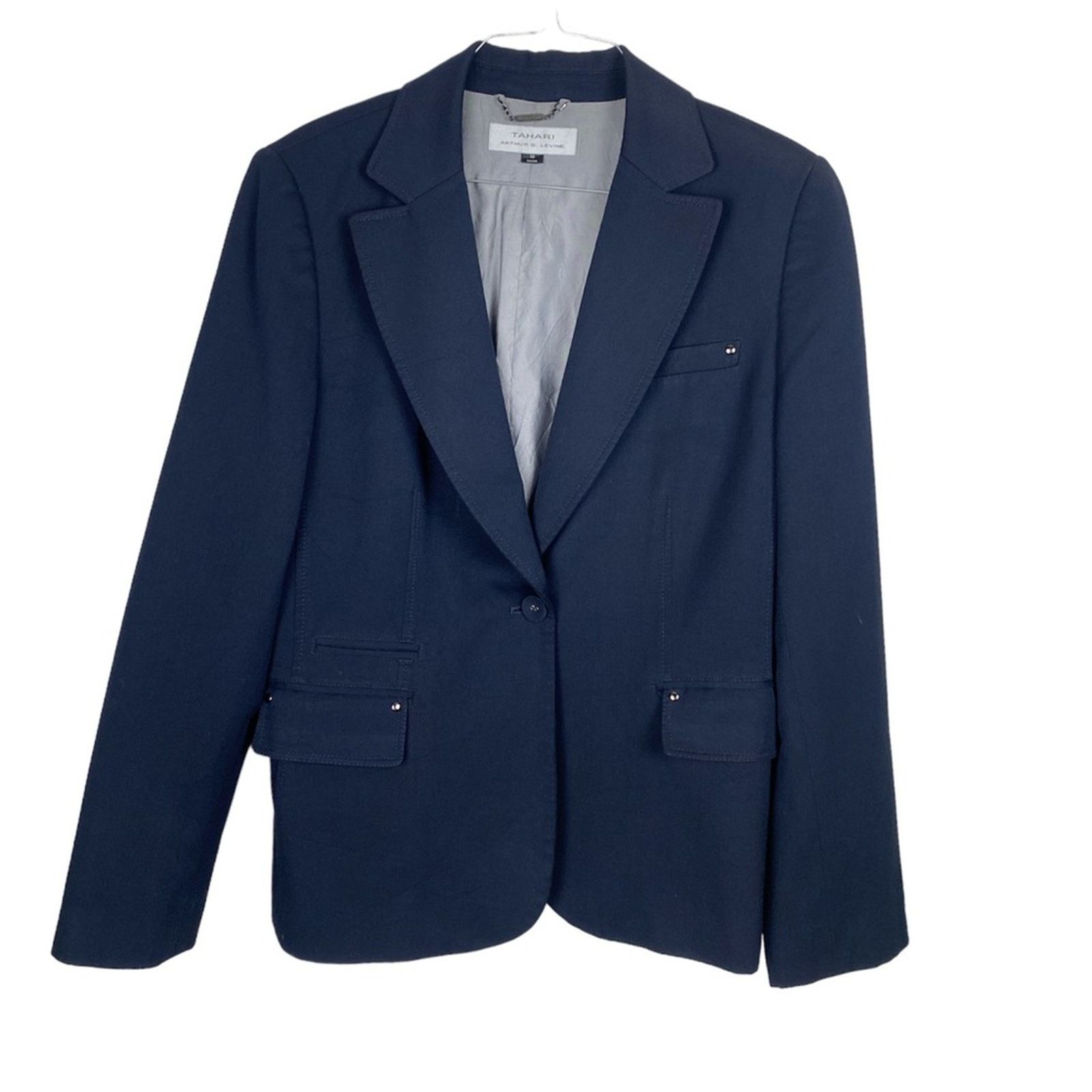 Other Tahari Navy Blazer Jacket SZ 10 Classic Workwear, Stretch Size L / US 10 / IT 46 - 1 Thumbnail