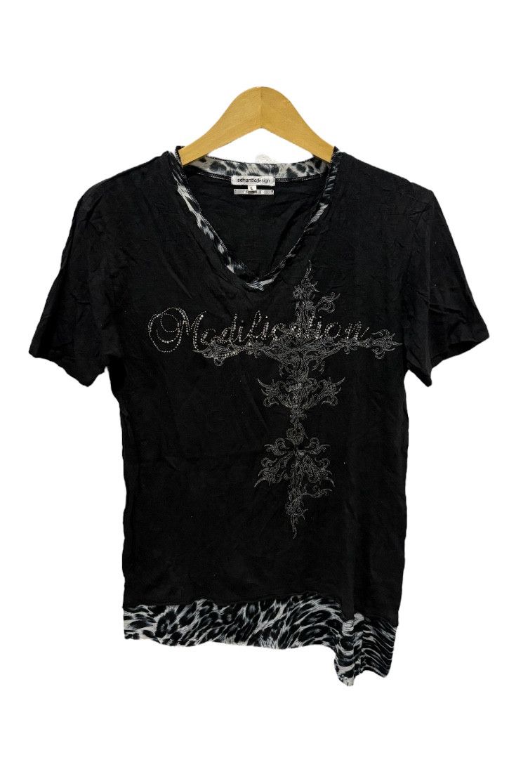 semanticdesign Sematicdesign tribal cross slash leopard asymetris tshirt Size L / US 10 / IT 46 - 1 Thumbnail