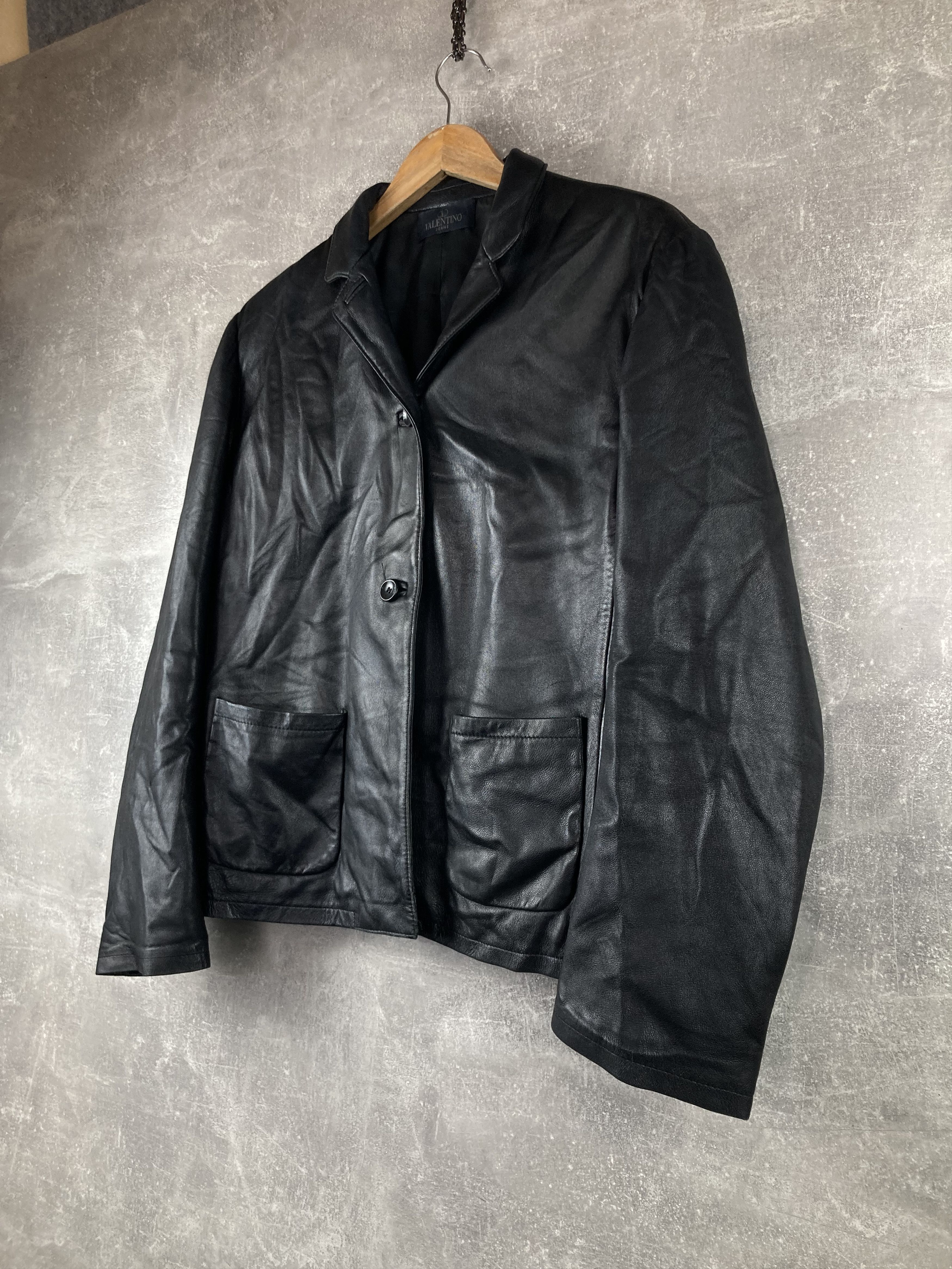 Valentino Vintage Valentino Jeans black avant garde leather jacket Size XL / US 12-14 / IT 48-50 - 4 Thumbnail