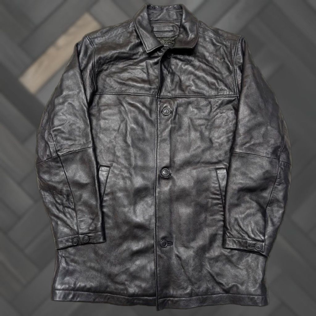 Liz Claiborne VINTAGE Claiborne leather coat M Lambskin butter soft black motorcycle jacket Mens 42 1990s y2k coat Size US M / EU 48-50 / 2 - 1 Thumbnail