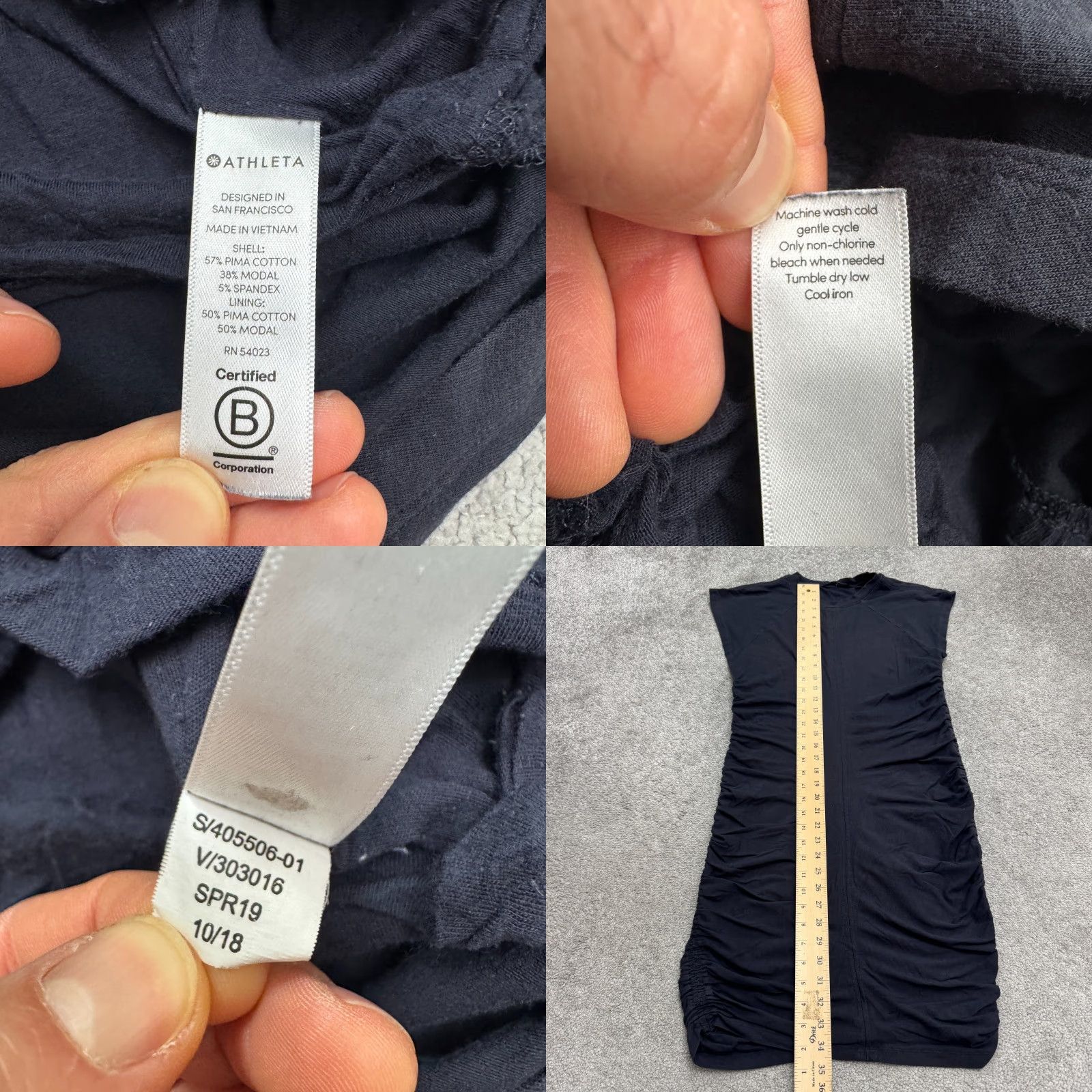 Athleta Athleta Dress Womens Small Nay Blue Sleeveless Bodycon Mini Ruched Casual Fashion Size S / US 4 / IT 40 - 8 Thumbnail