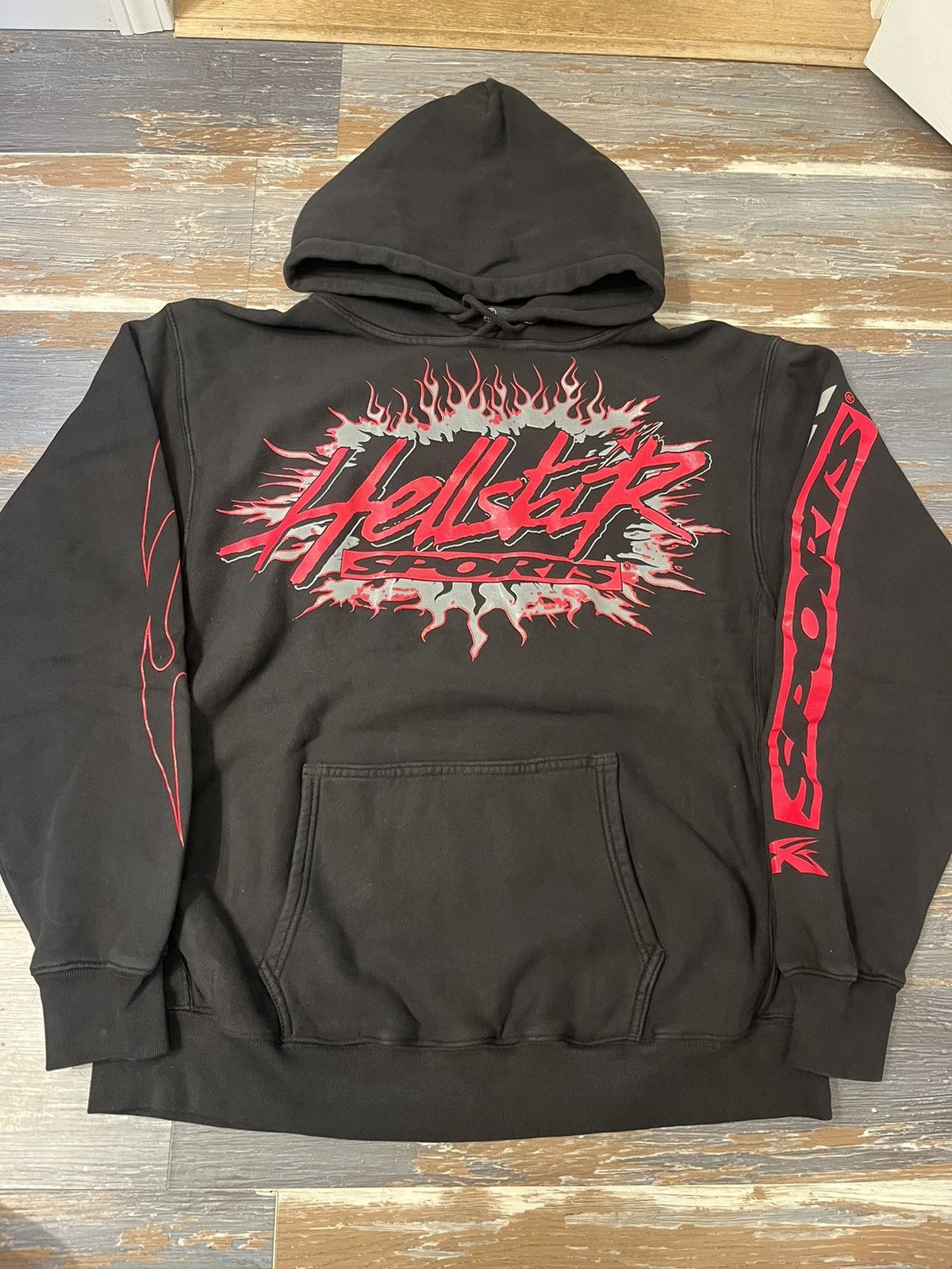 image of Hellstar Sports Future Flame Hoodie in Black/Red, Men's (Size Large)