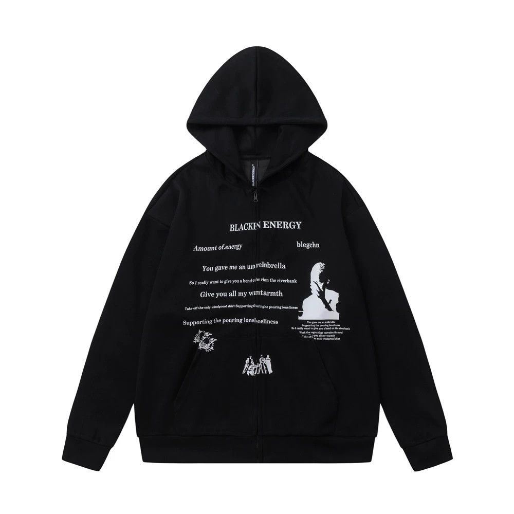 Vintage Men's high street letter loose casual zipper hoodie y2k Size US M / EU 48-50 / 2 - 1 Thumbnail