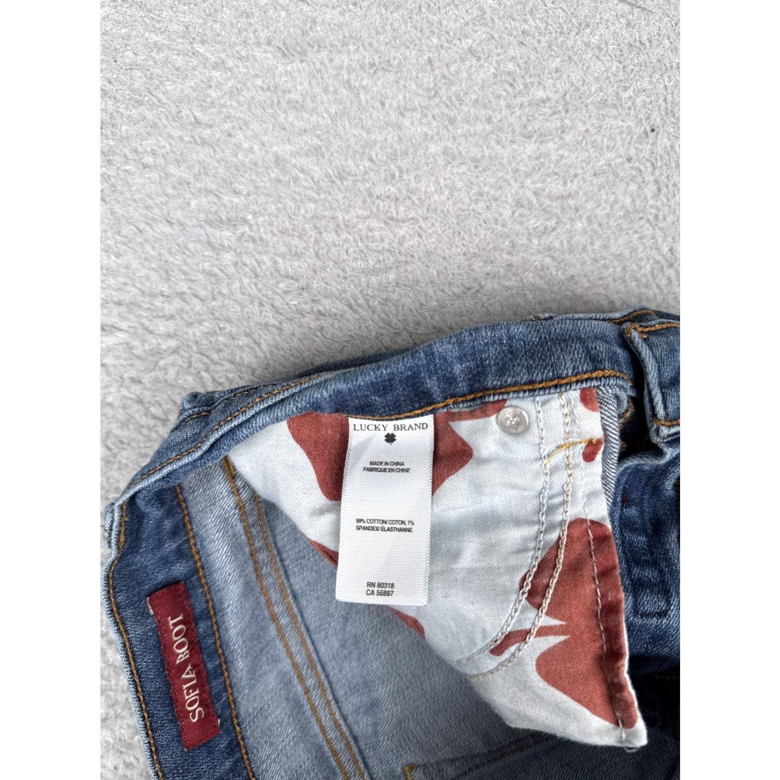 Lucky Brand Lucky Brand Sofia Boot Jeans Womens 12 Regular Bootcut Denim Medium Wash 31in Inseam Blue Embroidered Pockets Stretch 5-Pocket Size 34" / US 12 / IT 48 - 7 Thumbnail