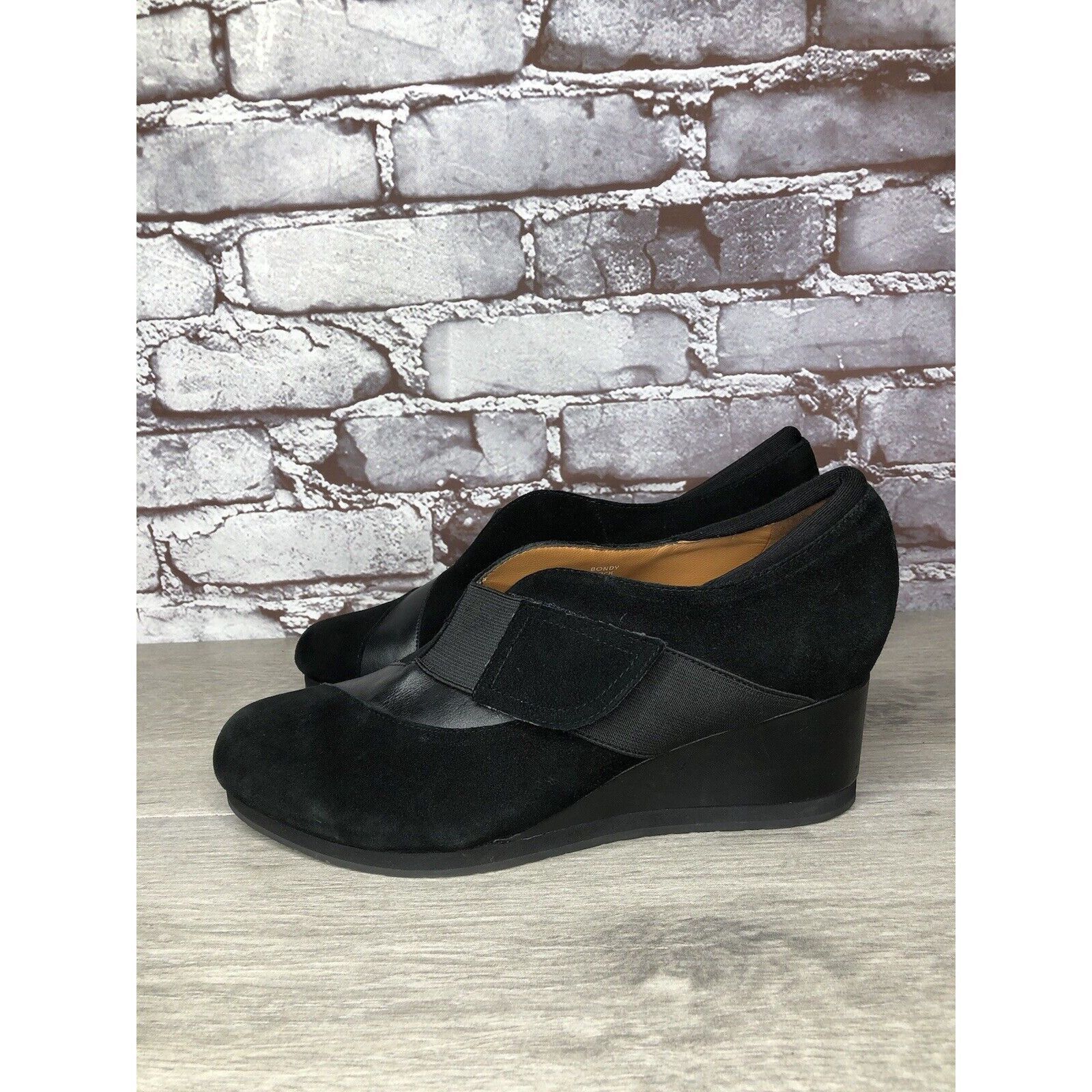 Other Earthies Bondy Black Suede Leather Strap Wedge Booties Women Size US 9 / IT 39 - 11 Thumbnail