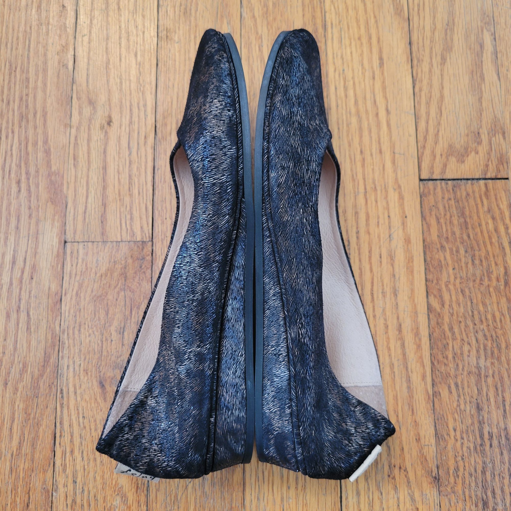 Vintage FS NY 8 Italy Animal Leopard Print Flats Shoes Wedge Black G Size US 8 / IT 38 - 7 Thumbnail