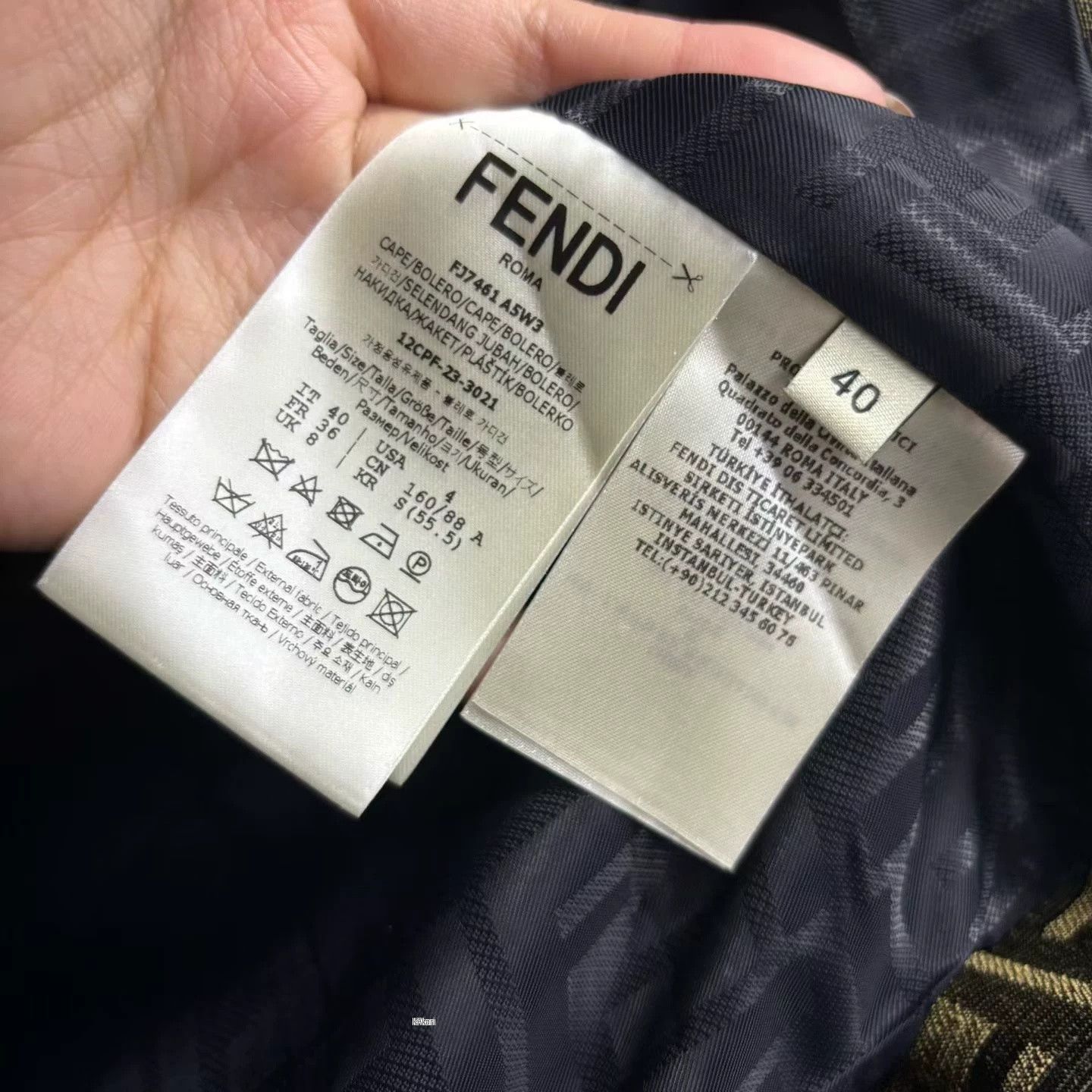 Fendi Fendi Brown Letter Print Lapel Jacket Size US XXS / EU 40 - 3 Thumbnail