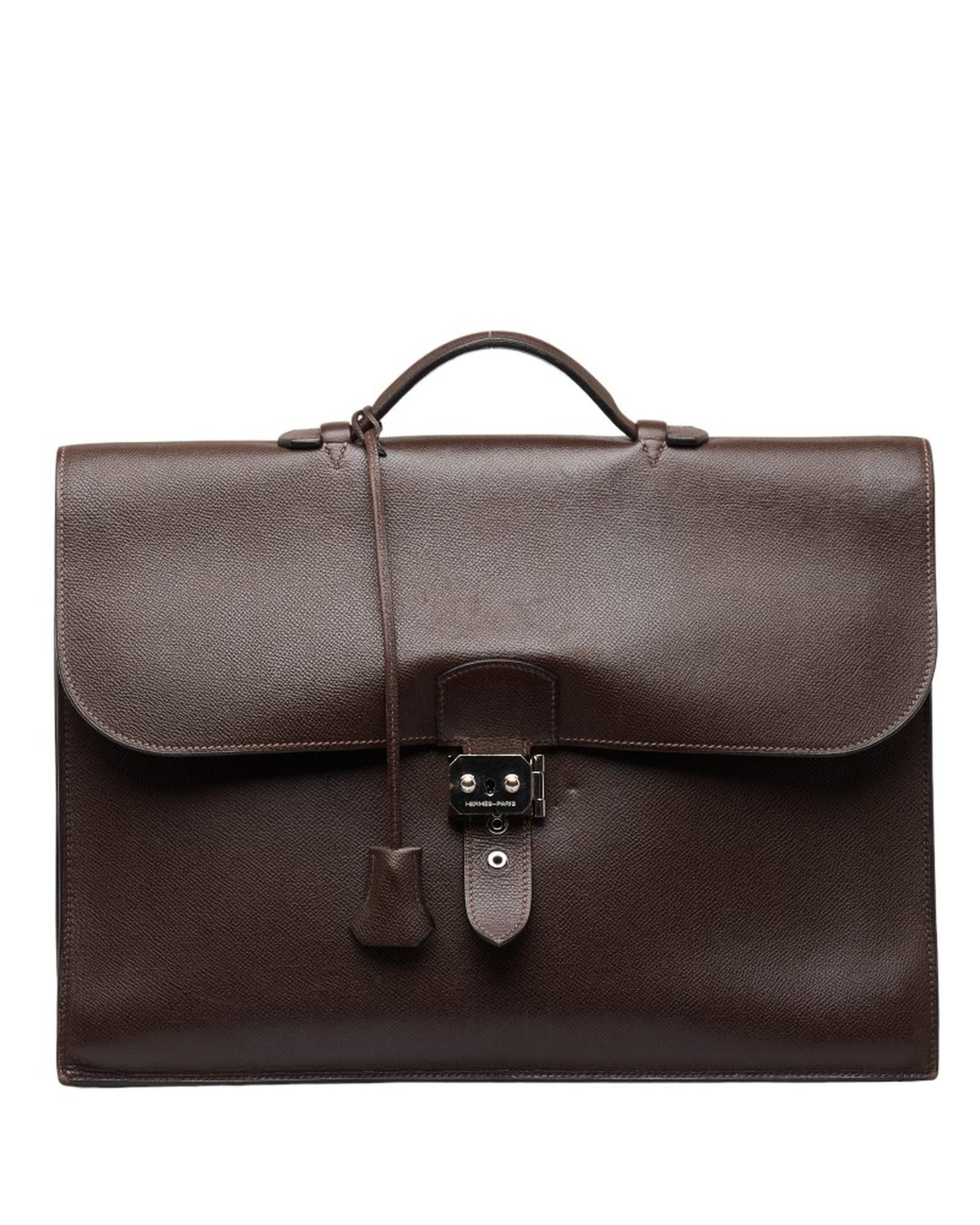 image of Hermes Brown Leather Sac A Depeche Bag - Excellent Condition, Men's
