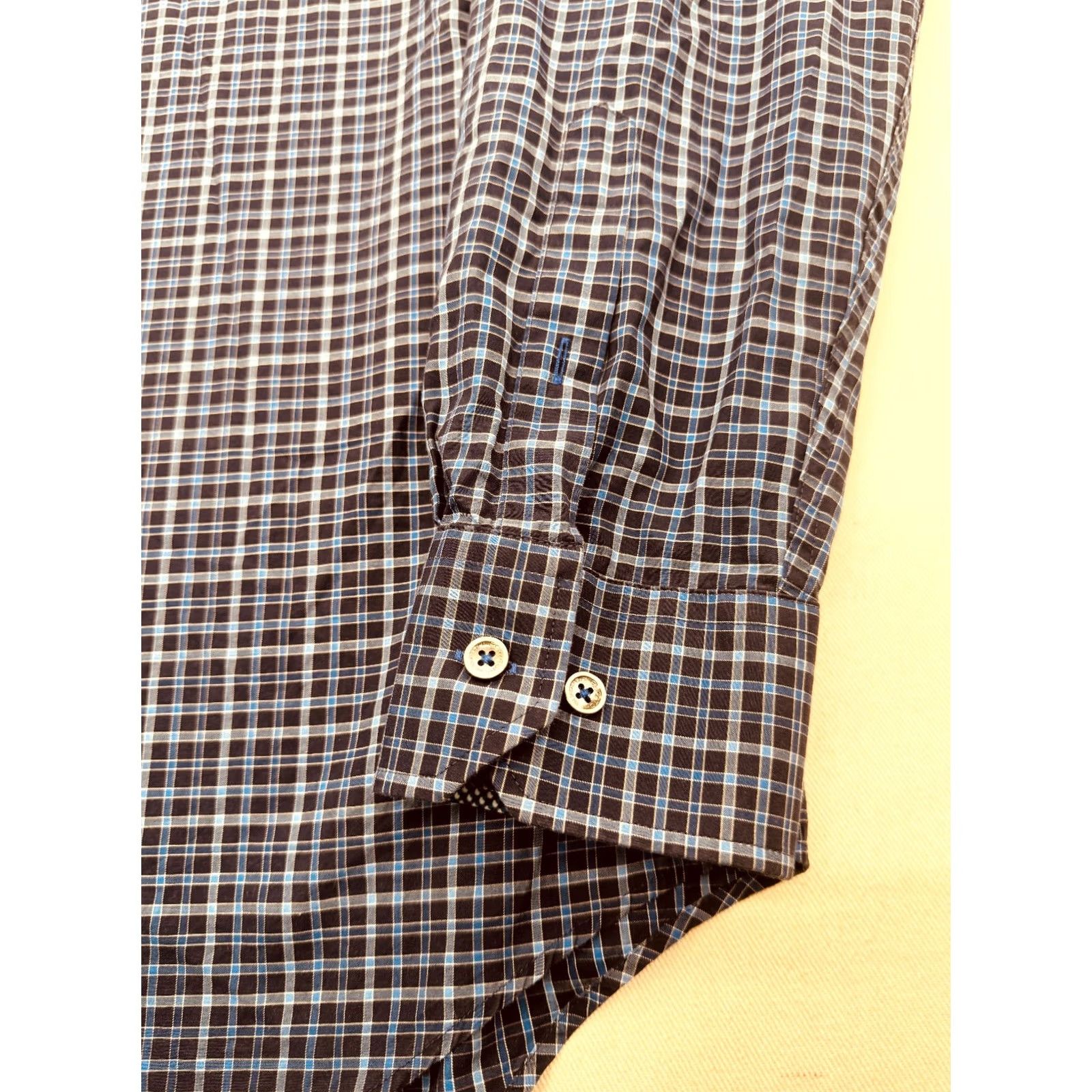 BUGATCHI BUGATCHI Blue Check Dress Shirt Long Sleeve Button Up Mens XL 2XL Shaped Fit Cotton Shirt Size US XXL / EU 58 / 5 - 5 Thumbnail