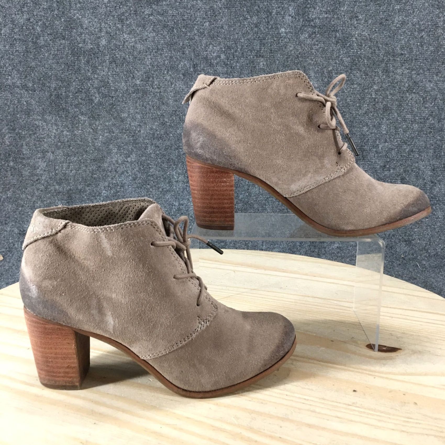 Toms Toms Boots Womens 7.5 Lunata Ankle Bootie Taupe Lace Up Round Toe Block Heels Boots Size US 8 / IT 38 - 2 Thumbnail