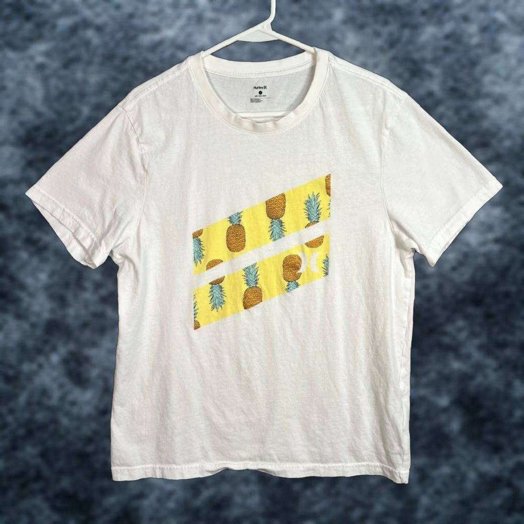 Hurley Hurley Mens White T-Shirt Pineapple Print Graphic Short Sleeve Cotton Large Size US L / EU 52-54 / 3 - 1 Thumbnail