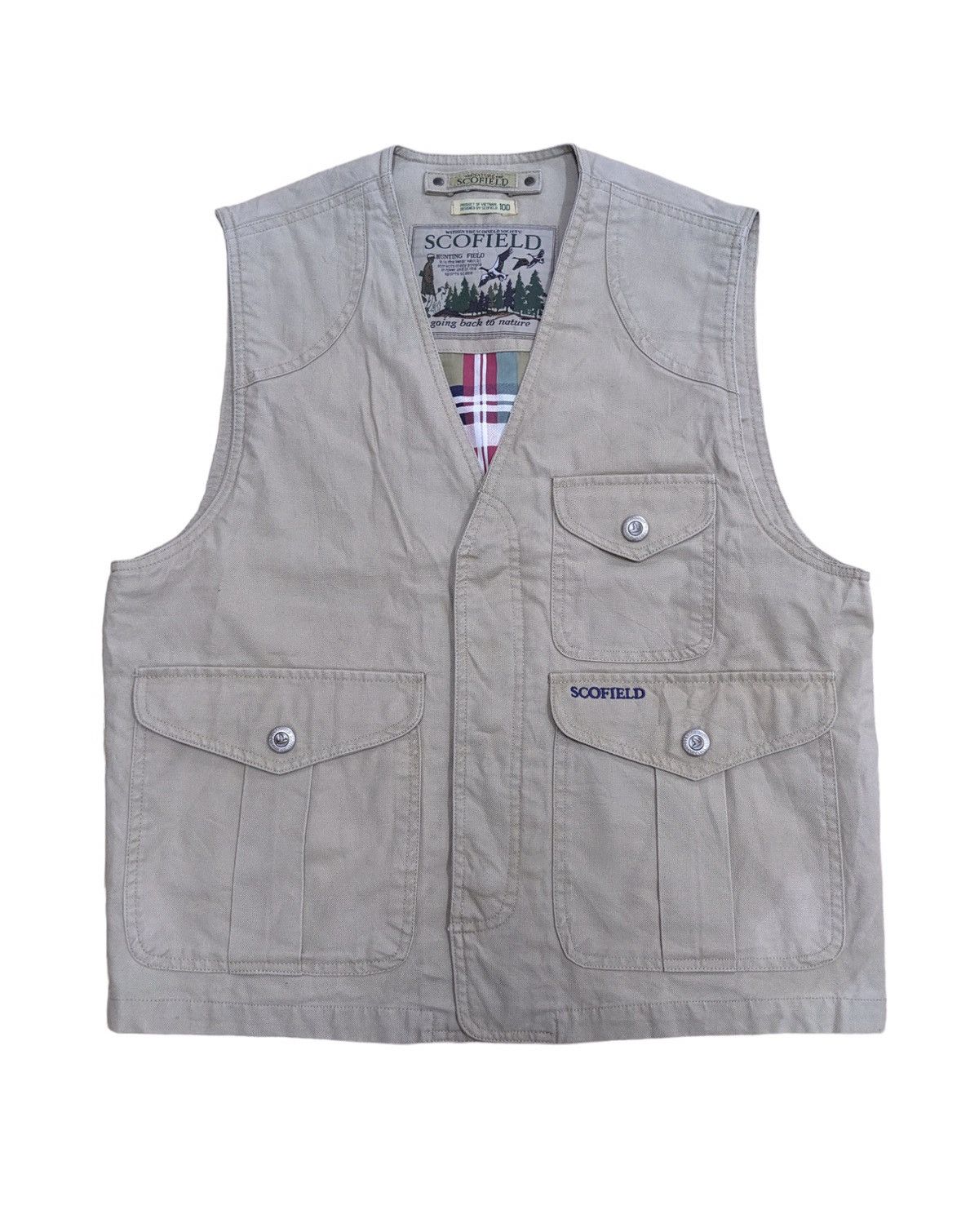 image of Vintage x Wild Outdoor Apparel Scofield Hunting Field Vest Jacket in Brown, Men's (Size Large)