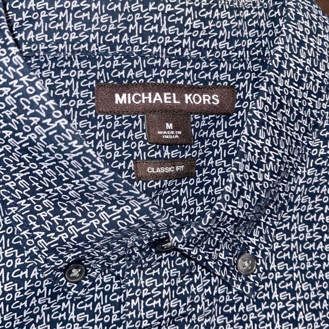 Michael Kors All over Logo Classic Fit Button Down Long Sleeve Shirt LG Size US M / EU 48-50 / 2 - 3 Thumbnail