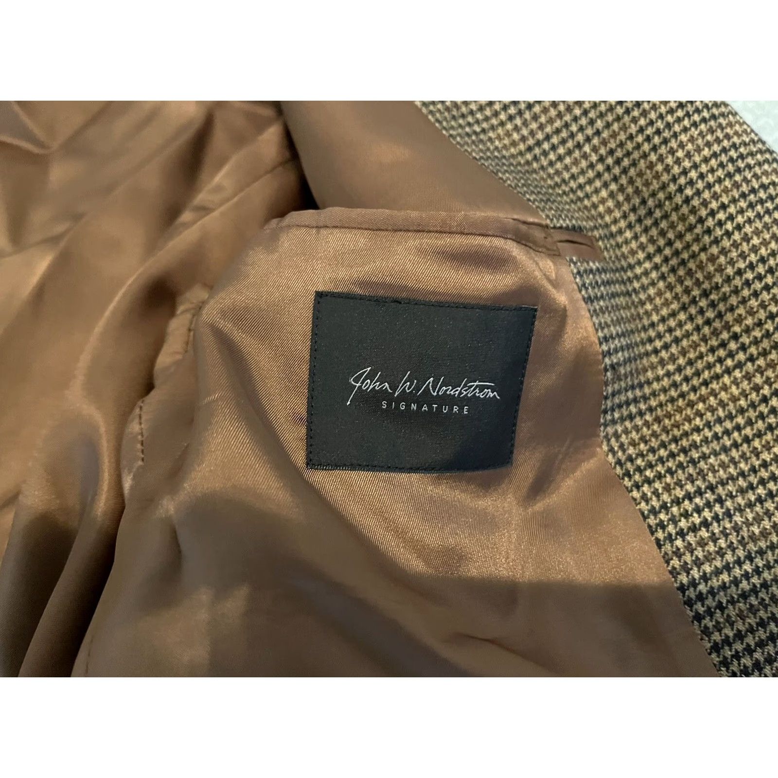 Loro Piana Nordstrom Signature Loro Piana 100% Cashmere Brown Jacket Blazer Sport Coat 44L Mens Blazer Brown Cashmere Houndstooth Long 44 Mens Size 44R - 4 Thumbnail