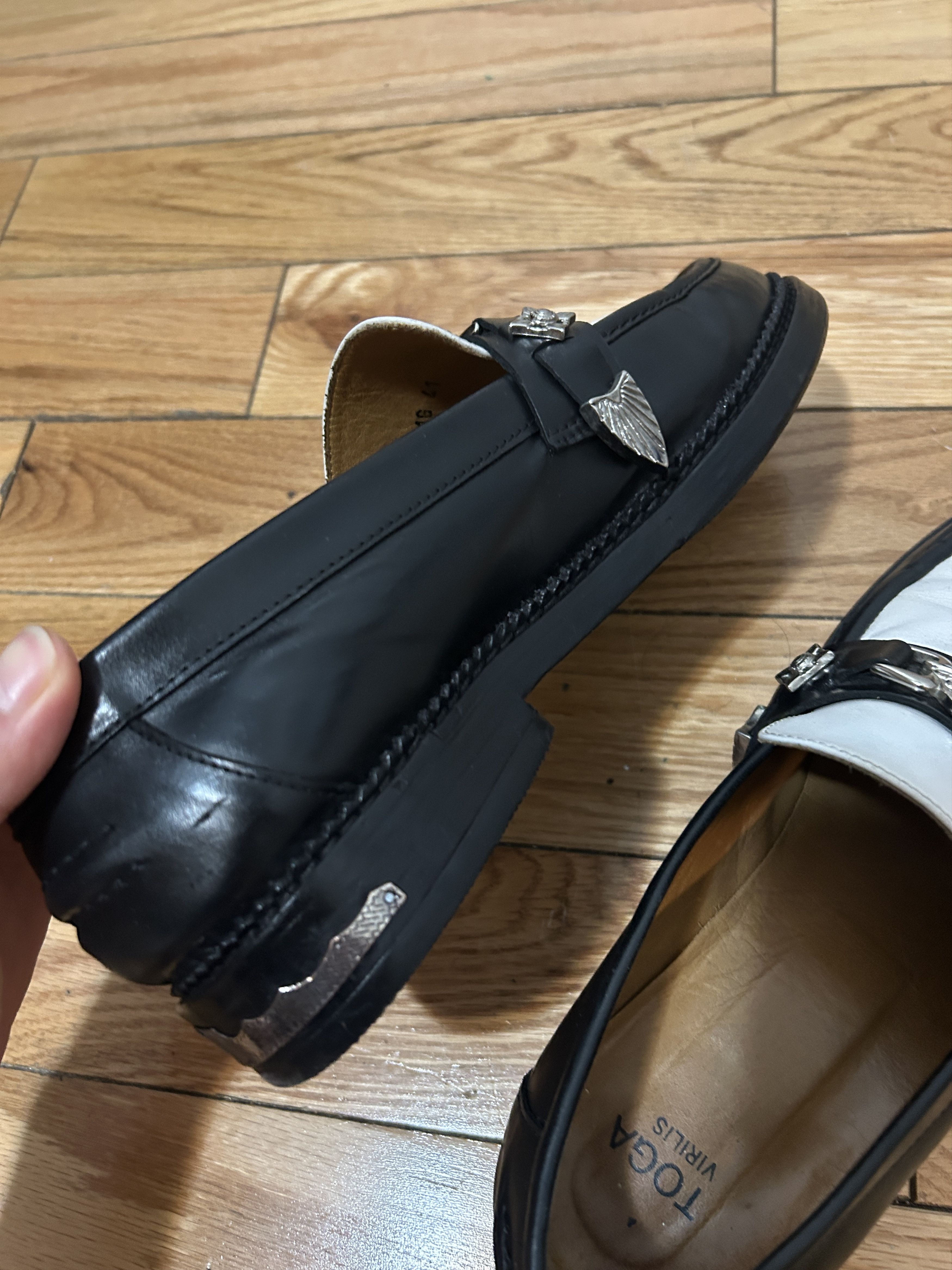 TOGA VIRILIS Toga Virilis SSENSE Black White Metal Loafers Men’s Size 41 Size US 7.5 / EU 40-41 - 10 Thumbnail