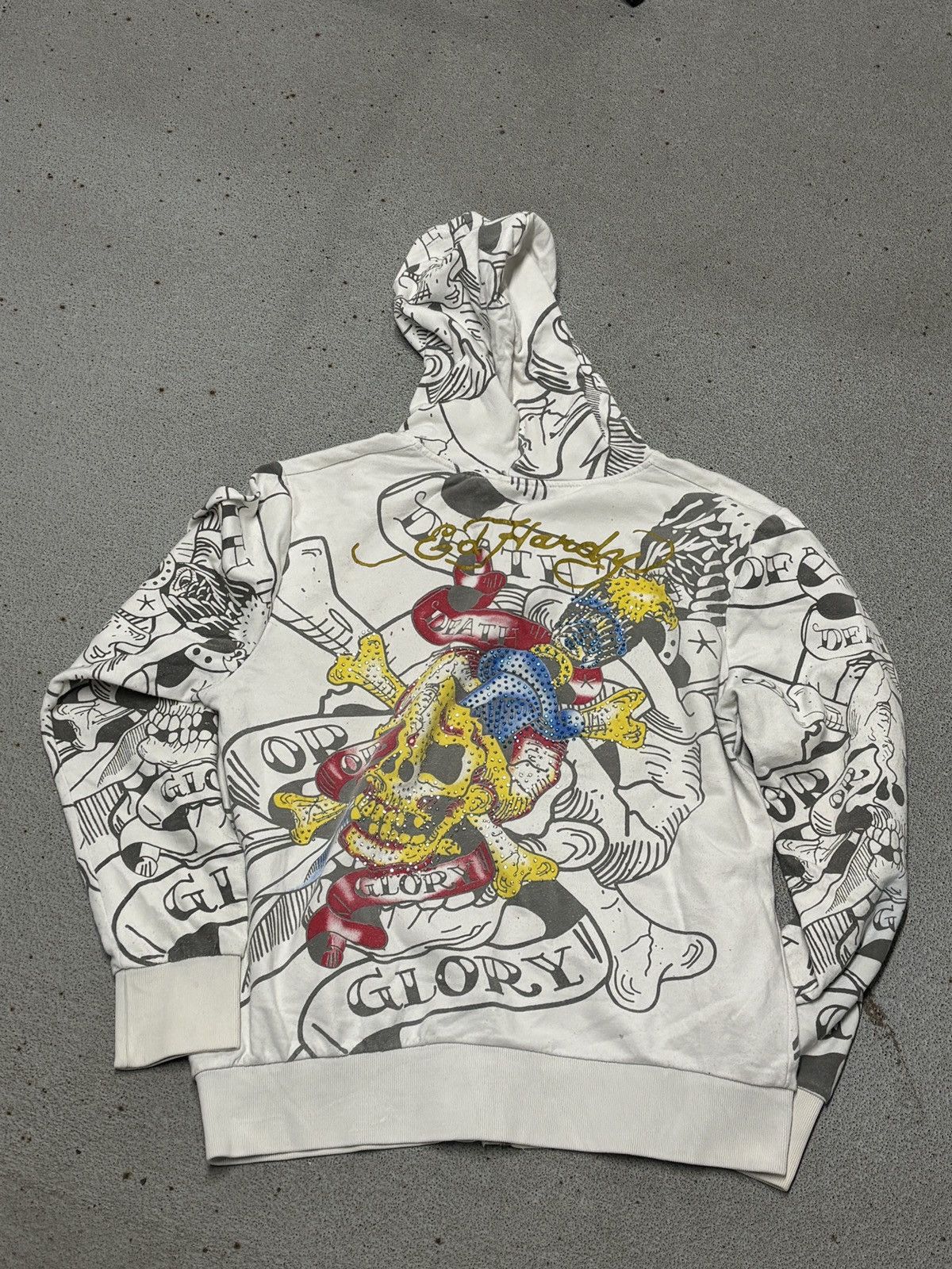 Ed Hardy ED HARDY ‘DEATH BEFORE GLORY’ AOP FULL ZIP HOODIE Size US XXL / EU 58 / 5 - 2 Thumbnail