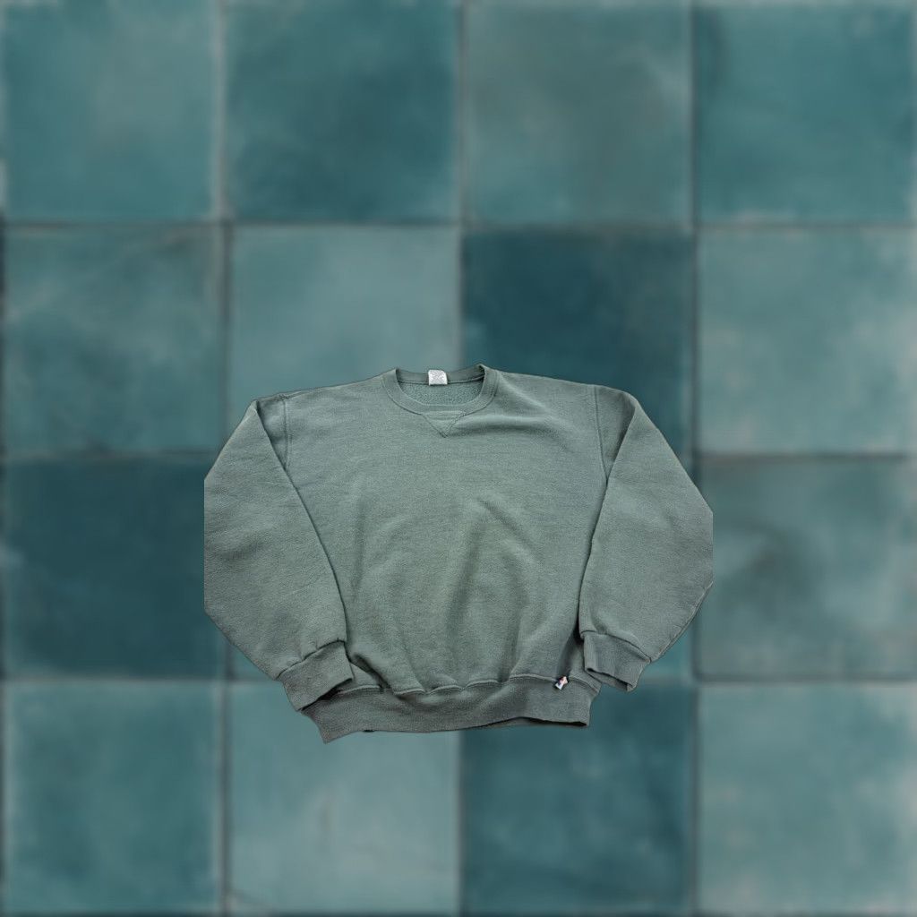 Russell Athletic Russell Athletic Sweatshirt Mens Medium Green Fleece Pullover Solid Crewneck Ribbed Cuffs Hem Adult Mens Size US M / EU 48-50 / 2 - 1 Thumbnail