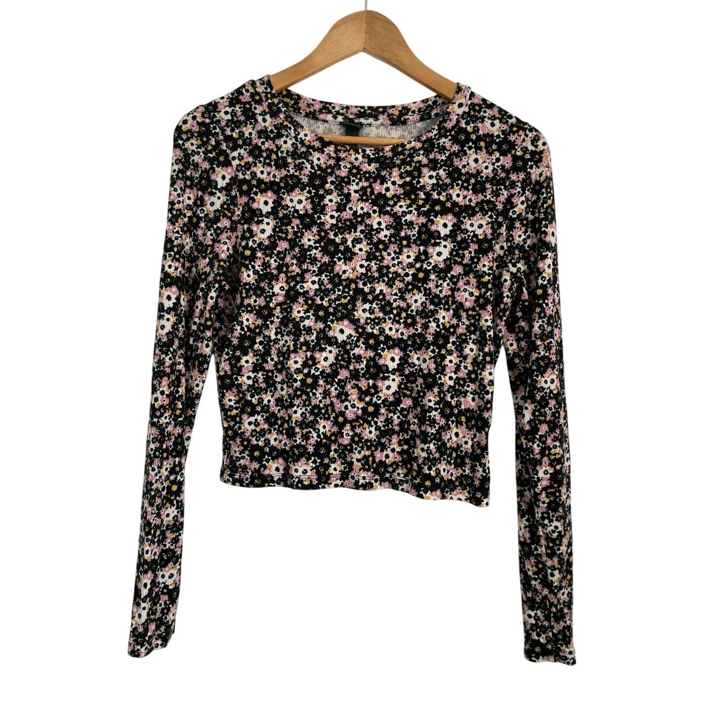 Target Basics Wild Fable Women's Small Floral Long Sleeve Crop Top Large Size L / US 10 / IT 46 - 2 Thumbnail