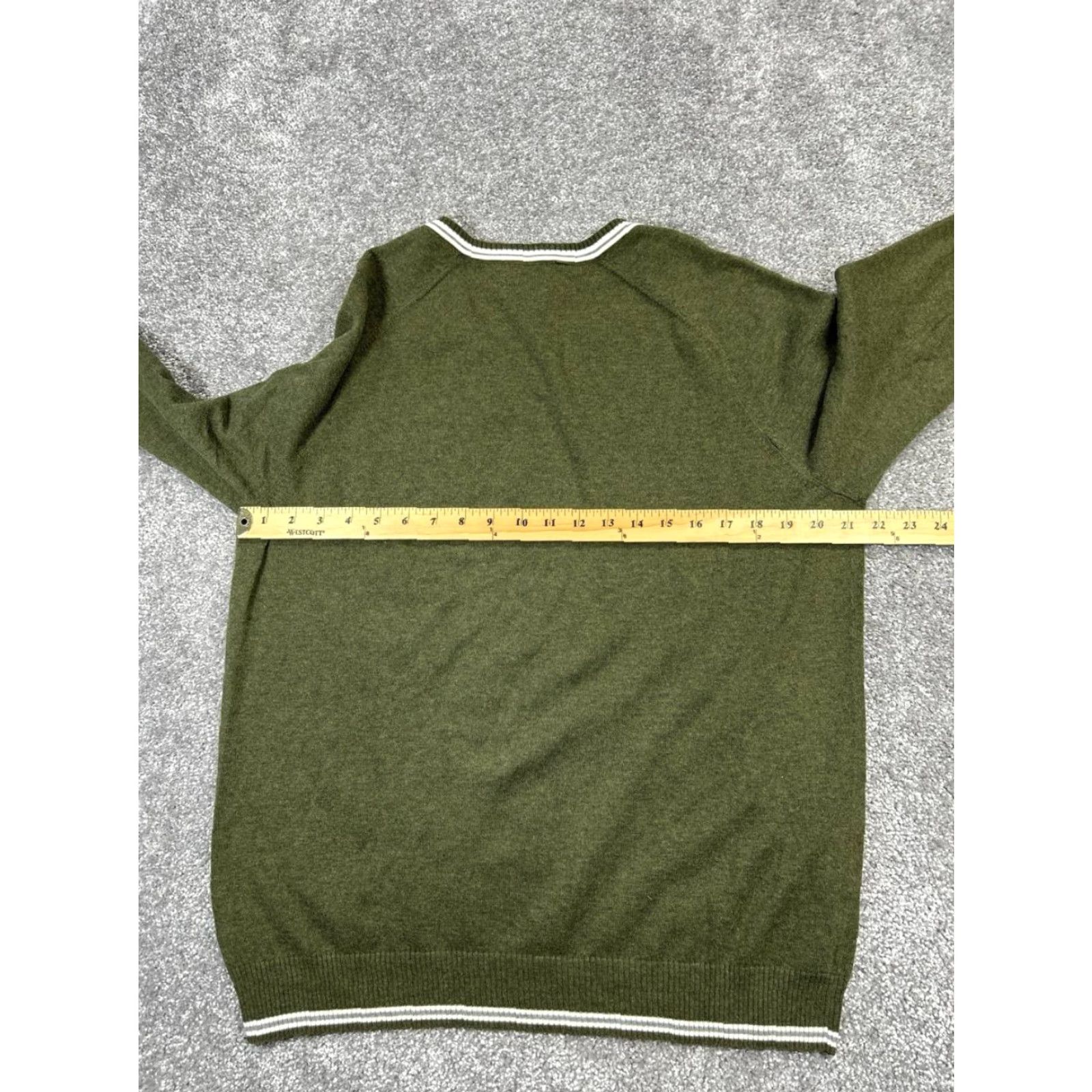 Brooks Brothers Brooks Brothers Sweater Mens L Green Cotton Wool Knit V-Neck Pullover Logo Preppy Winter Fall Spring Size US L / EU 52-54 / 3 - 5 Thumbnail