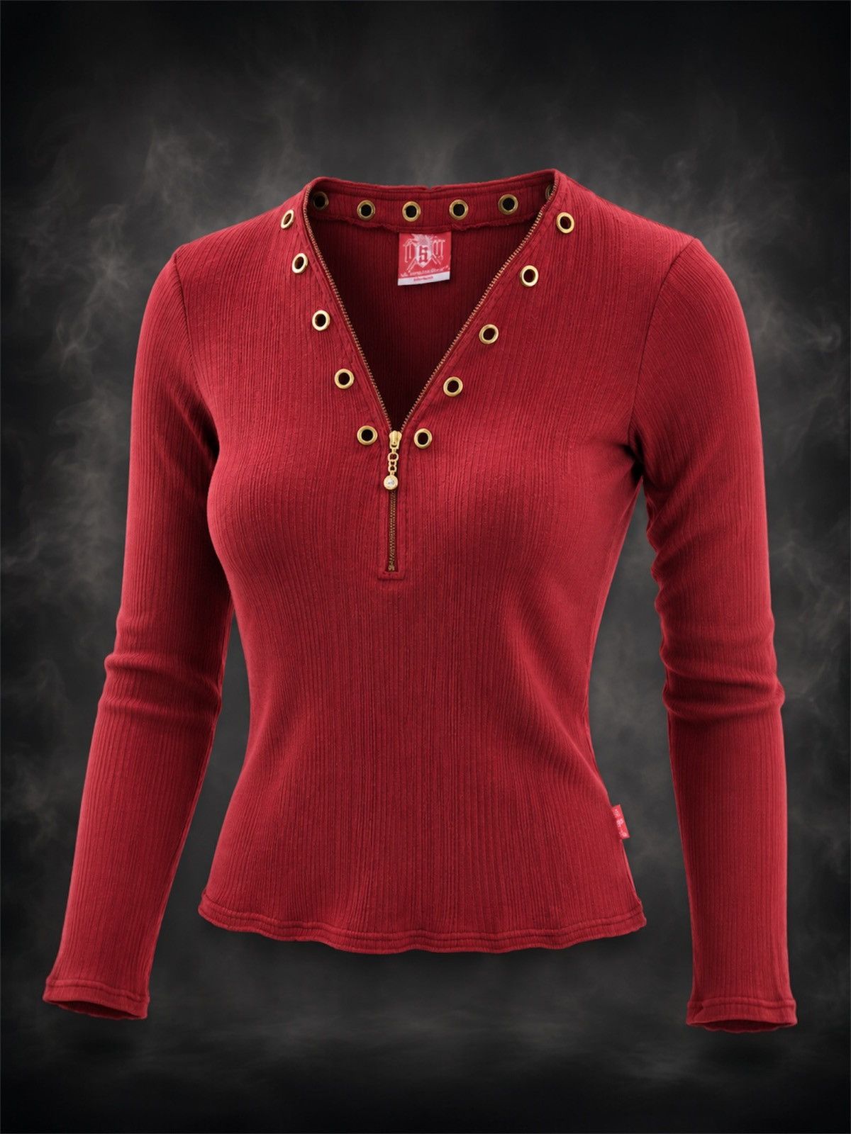 Japanese Brand 5th Street Pink Zip Collar Studded Long Sleeve Size M / US 6-8 / IT 42-44 - 15 Thumbnail