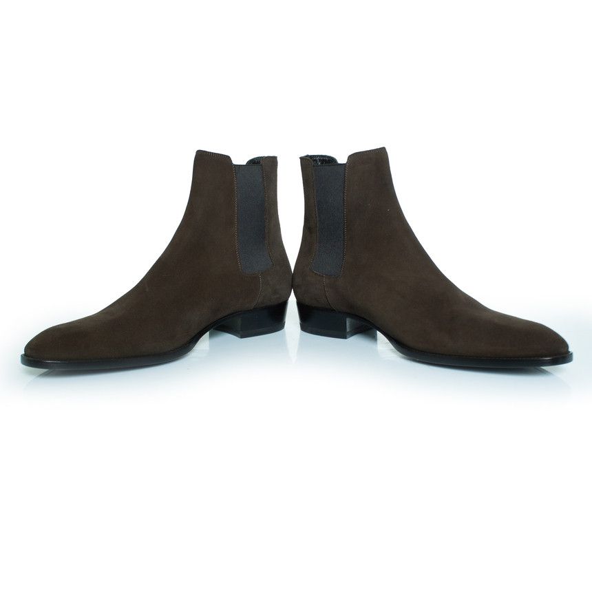 Saint Laurent Paris Saint Laurent, Kaki suede Chelsea ankle boots Size US 11.5 / EU 44-45 - 6 Thumbnail