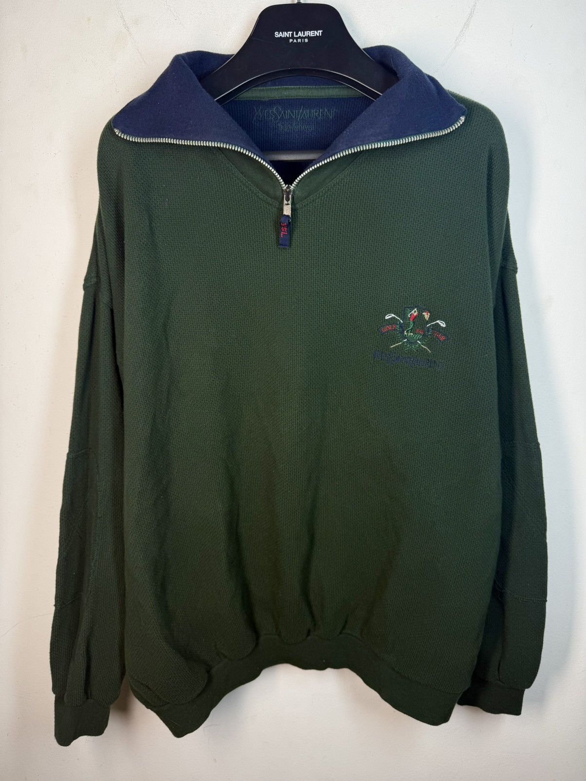 Yves Saint Laurent 90s YSL Sweatshirt 1/4 Quarter Zip Sweater Old Money Vintage Size US XL / EU 56 / 4 - 2 Thumbnail