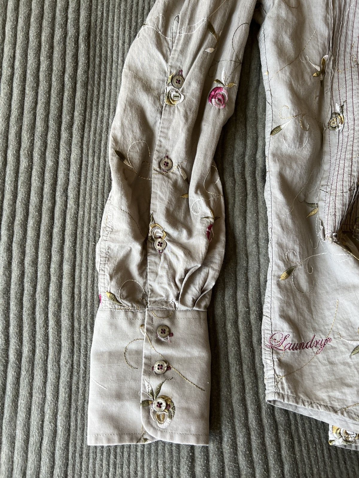 English Laundry × Vintage English Laundry Olive Green Floral Button Down Long Sleeve Size US S / EU 44-46 / 1 - 3 Thumbnail