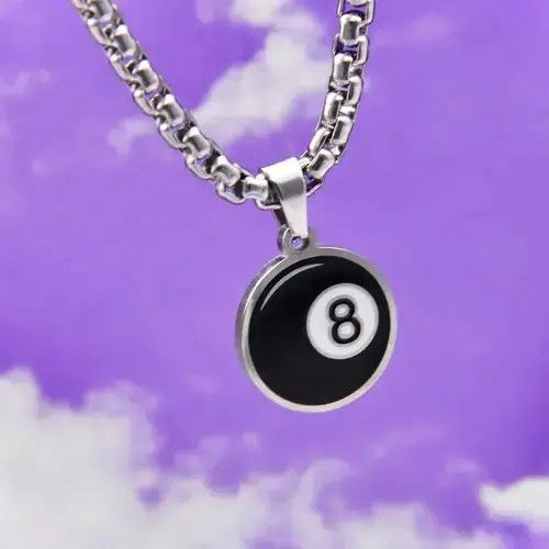 Jewelry × Vintage 8 Ball Chain 2000s Y2K Punk Chrome Silver Billiards Eight Size ONE SIZE - 1 Thumbnail