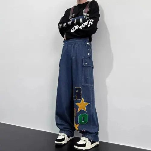 Jean Retro design embroidered workwear denim overalls Size US 32 / EU 48 - 3 Thumbnail