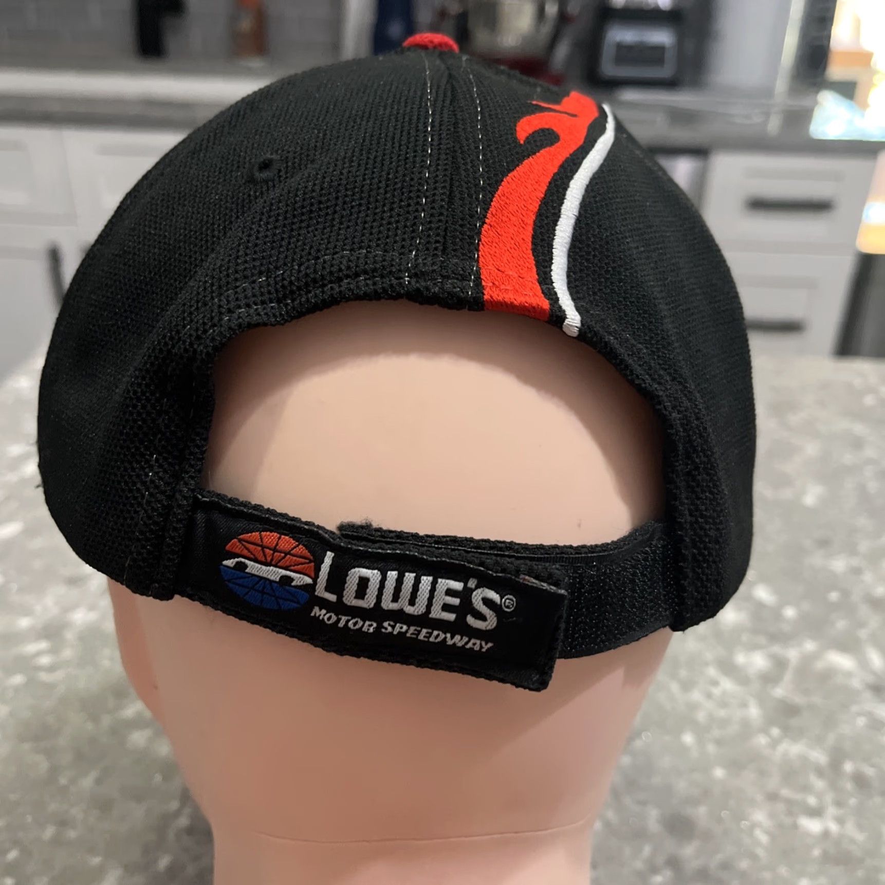 Vintage Lowe’s Motor Speedway Black Red Baseball Cap Hat Men Adjustable Dad Flames Racing Cap Size ONE SIZE - 3 Thumbnail