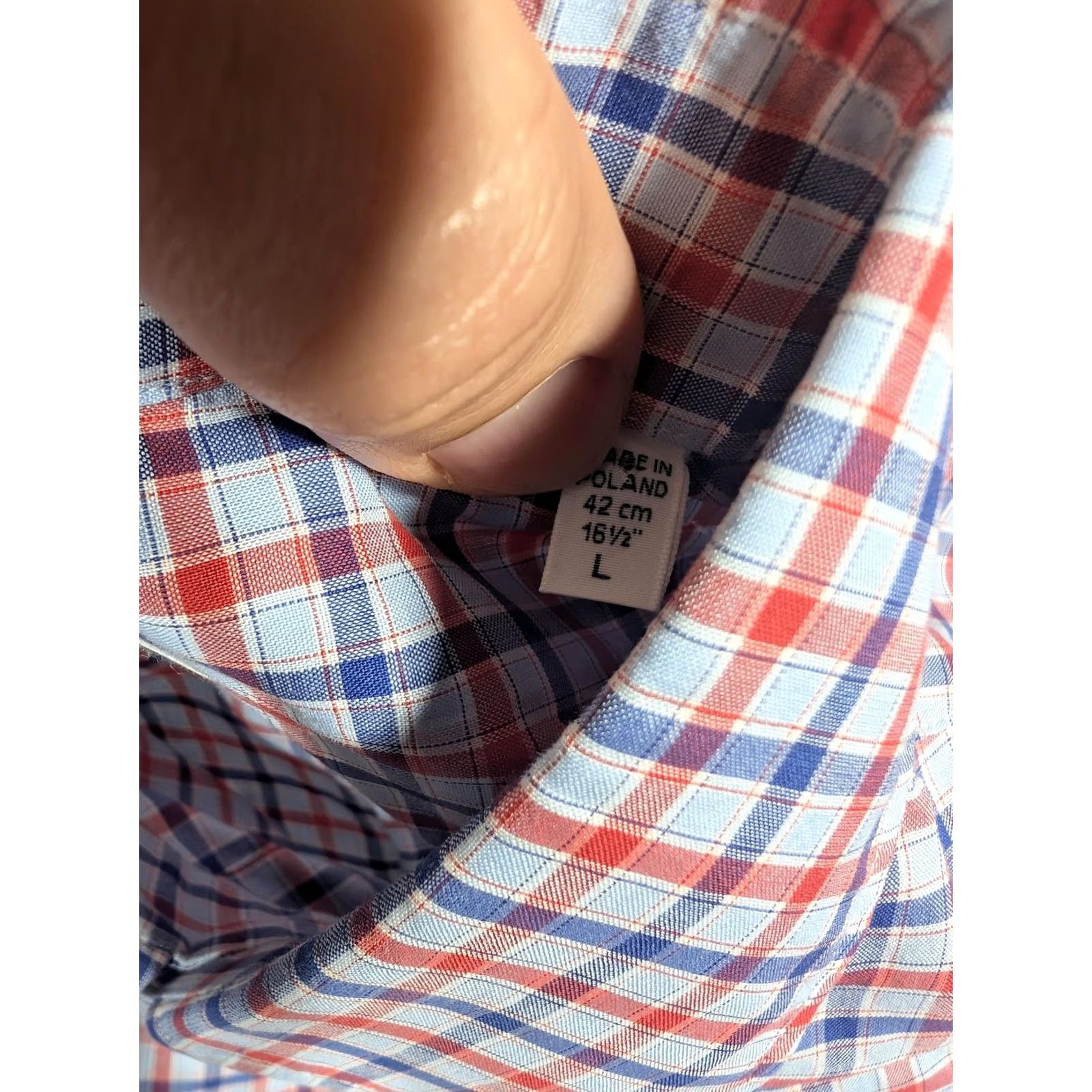 Vintage Emanuel Berg Shirt Mens Large Blue Red Check Dress Modern Fit Long Sleeve Size 42R - 6 Thumbnail