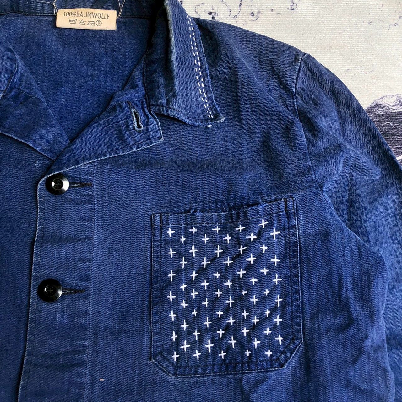 Vintage Vintage 1989 Indigo Work Jacket Sashiko Style Size US M / EU 48-50 / 2 - 8 Thumbnail