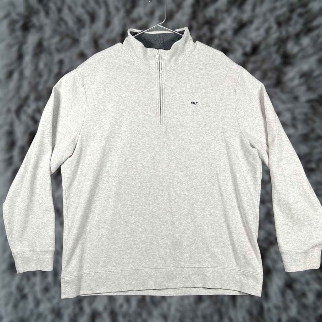 Vineyard Vines Vineyard Vines Mens 2XL Gray Performance Quarter Zip Pullover Sweater Whale Logo Shirt Size US XXL / EU 58 / 5 - 1 Thumbnail