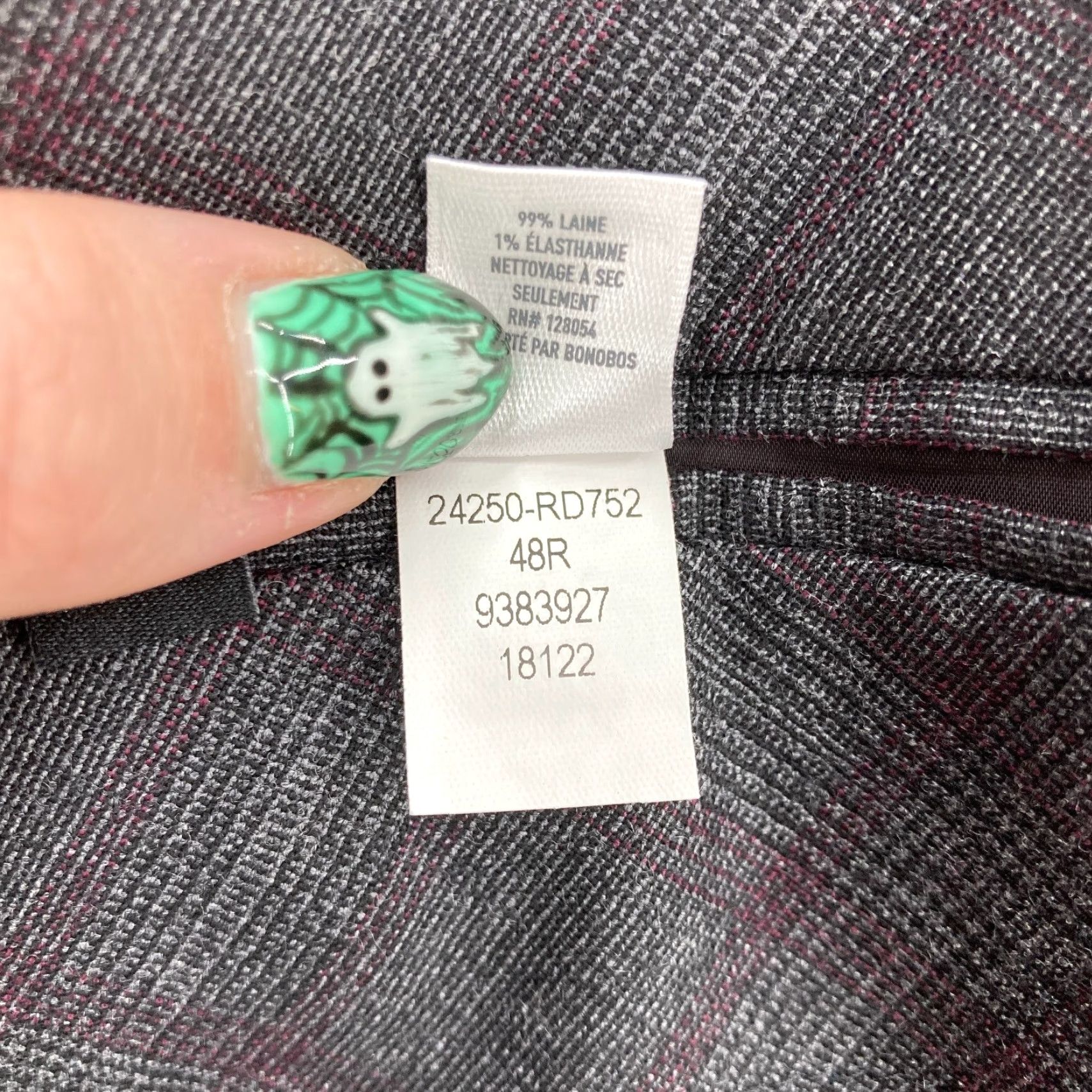 Bonobos Bonobos Blazer Sport Coat Mens 48 Gray Plaid Wool Stretch Tollegno 1900 Italy Size 48R - 7 Thumbnail